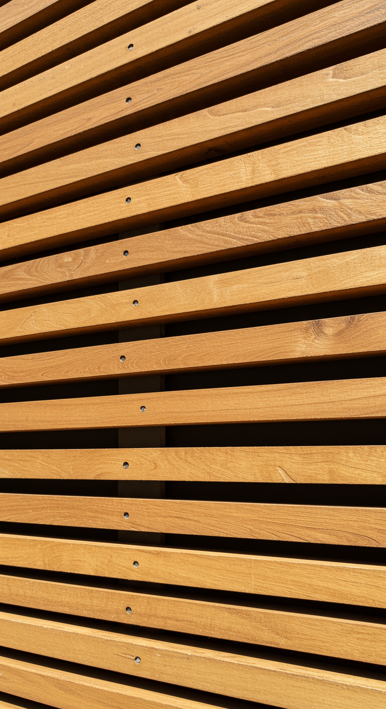 Nahaufnahme einer modernen Wandverkleidung aus horizontalen Holzlatten