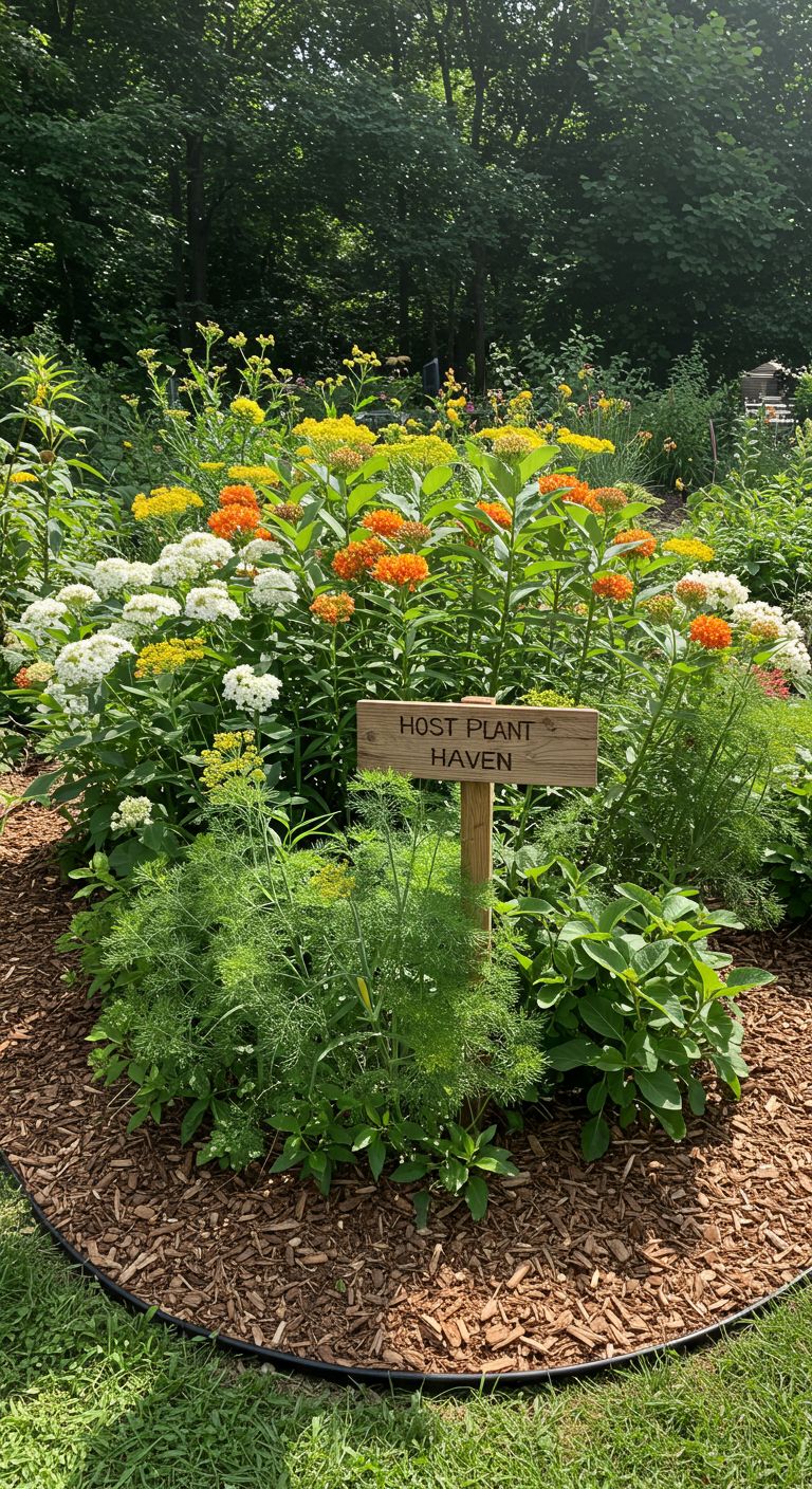 Gartenbeet mit Schild
