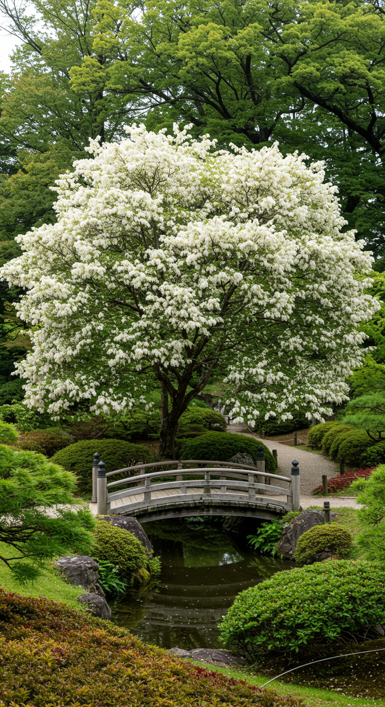 Japanische Schirmtanne mit langen, in Quirlen stehenden Nadeln.