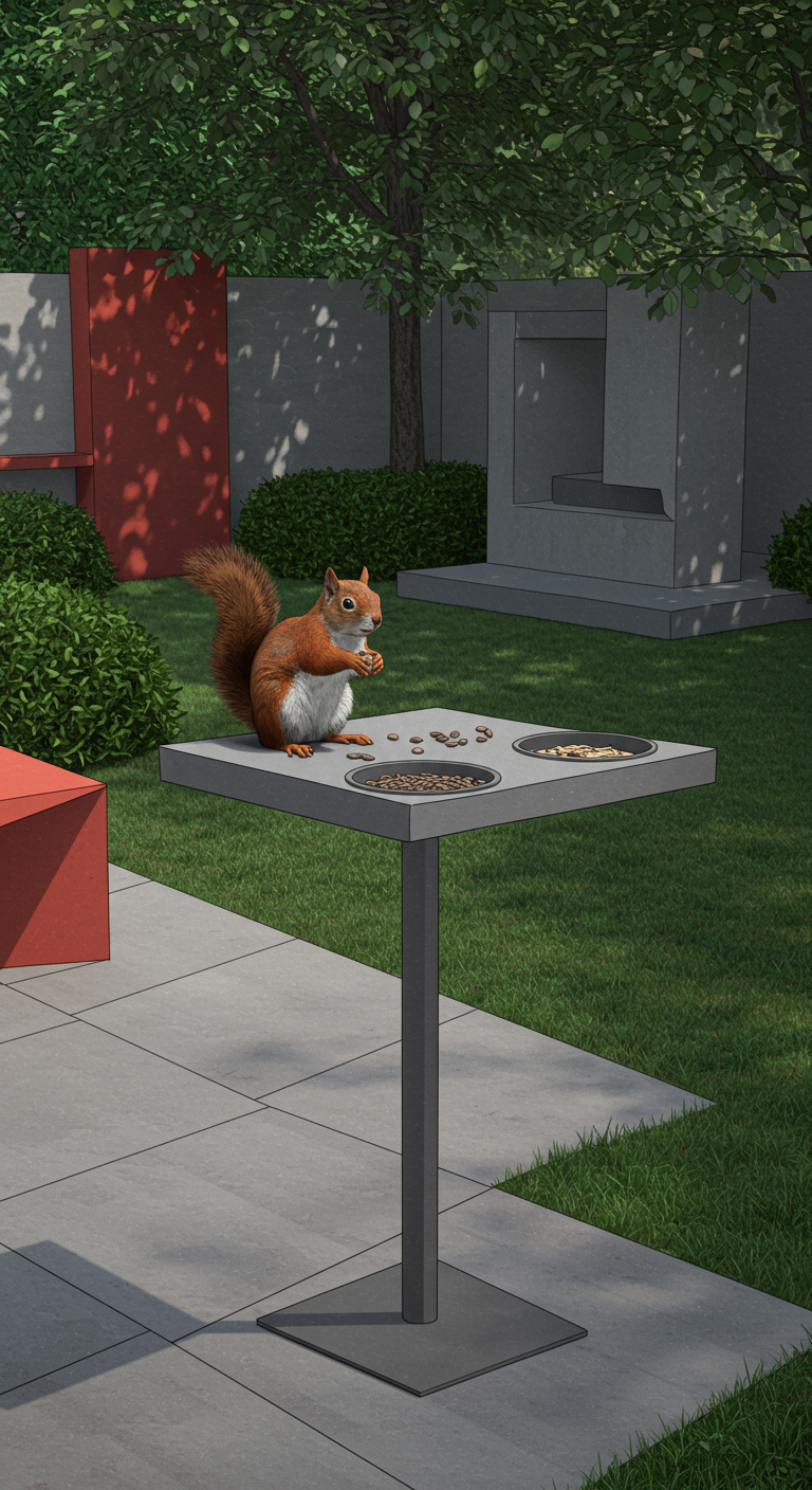 Minimalistischer Futtertisch für Eichhörnchen