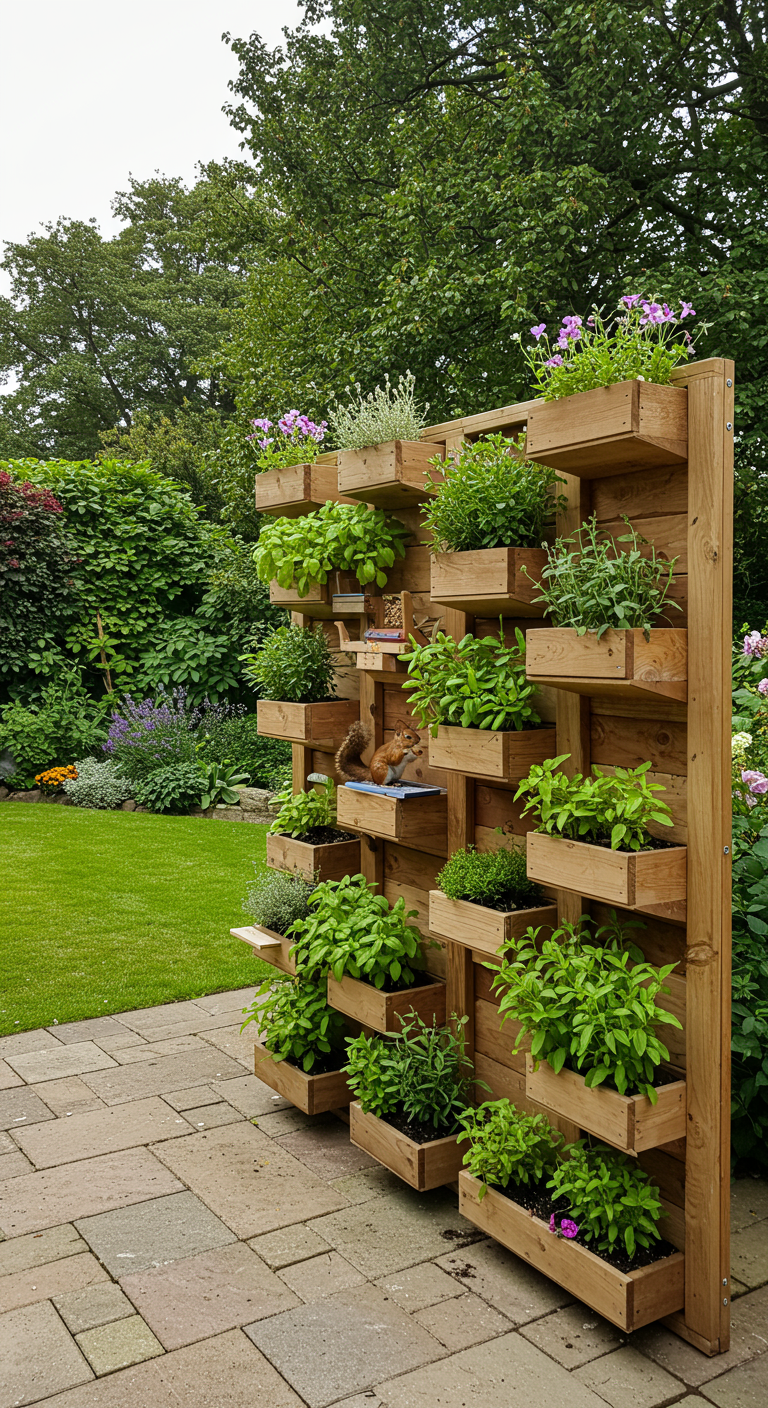 Vertikale Gartenwand als Futterstelle