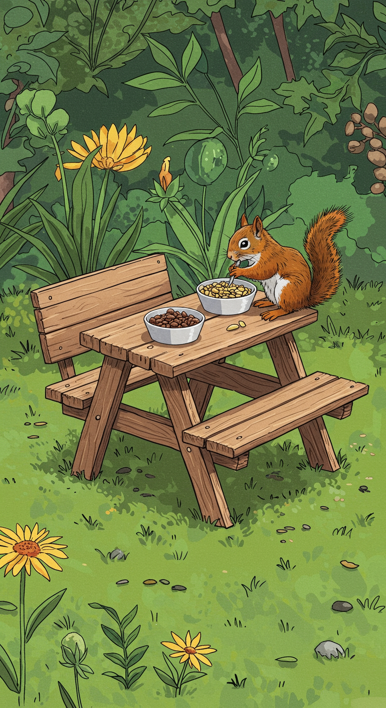 Mini-Picknicktisch als Futterstelle