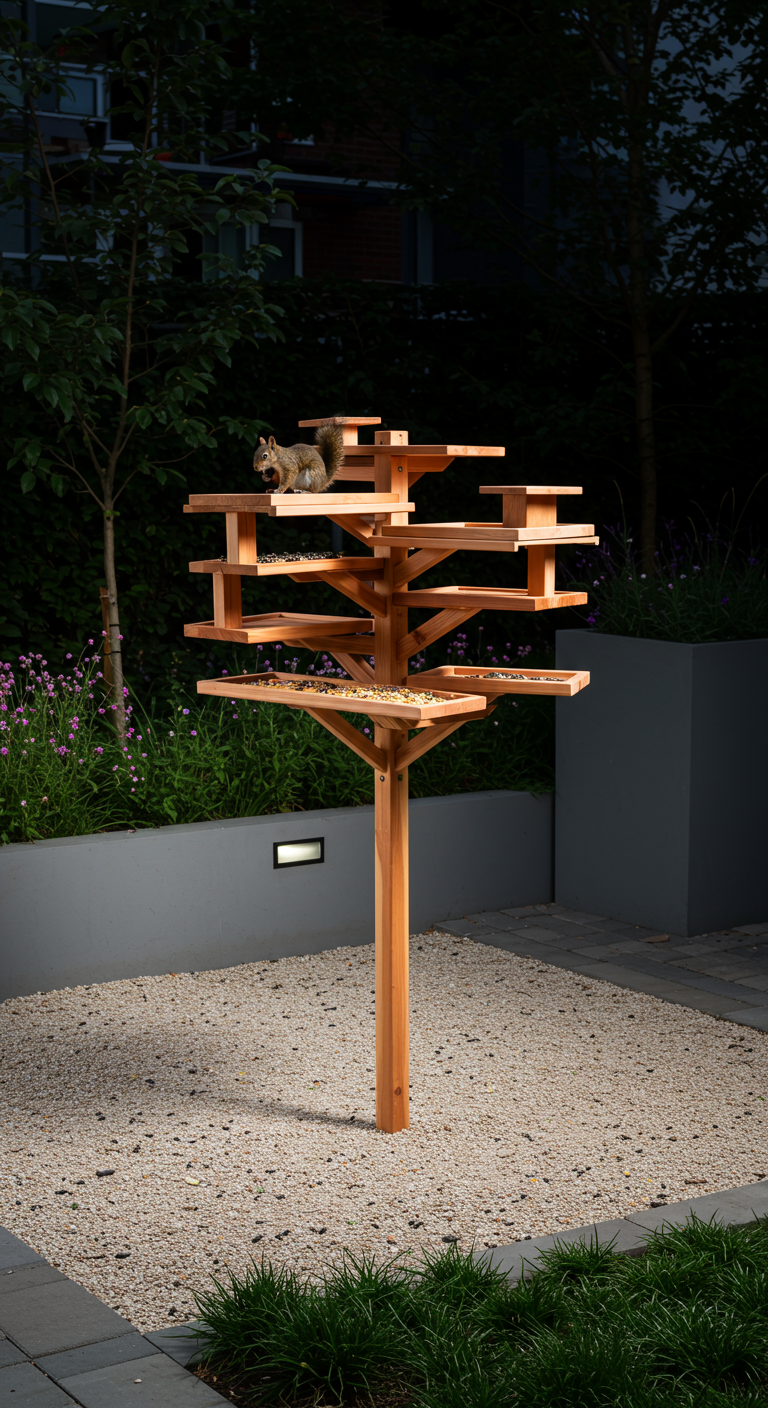 Mehrstöckiger Futterbaum für Eichhörnchen