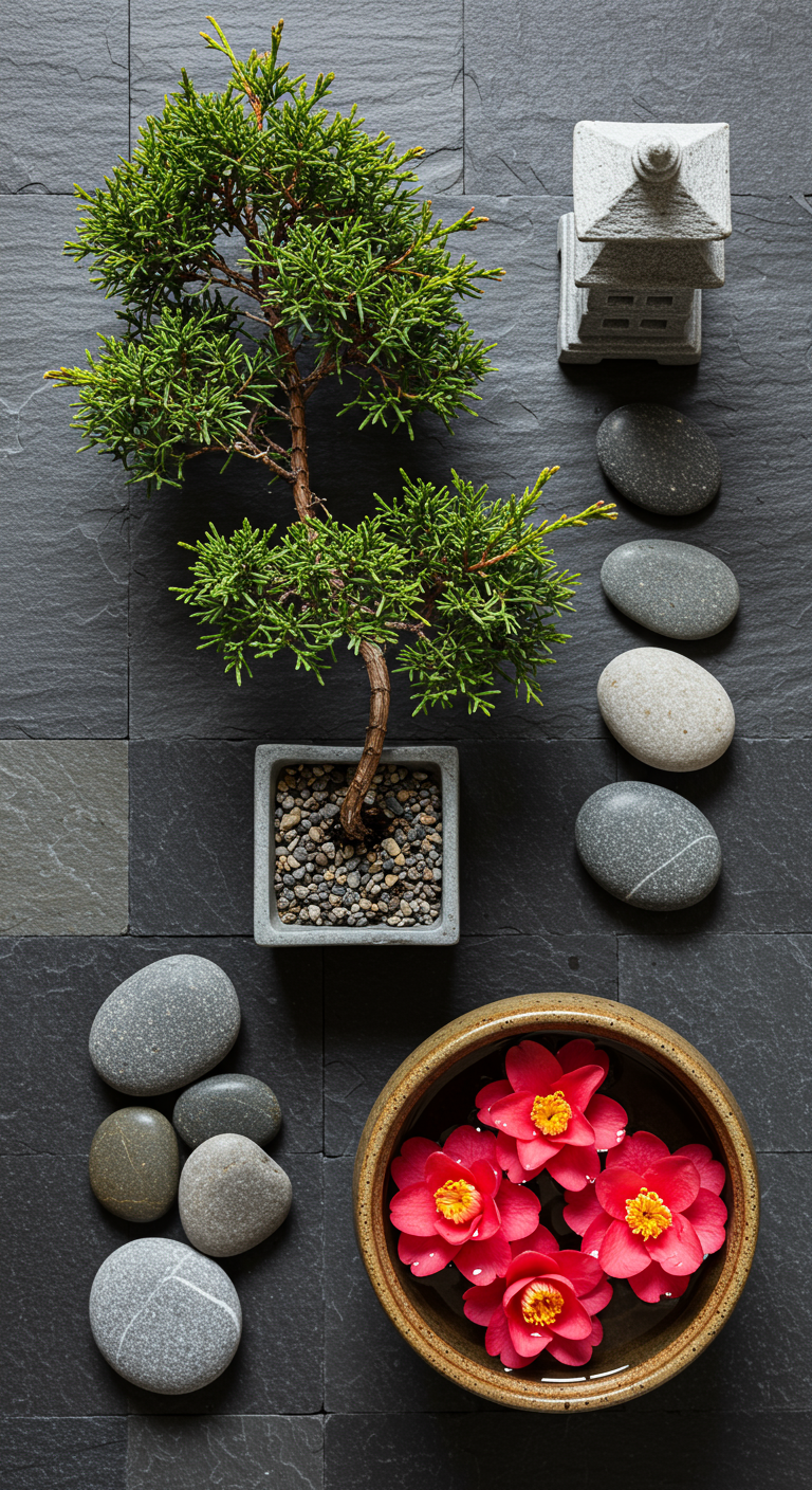 Japanische Stewartie mit abblätternder Mosaik-Rinde und Herbstblättern.