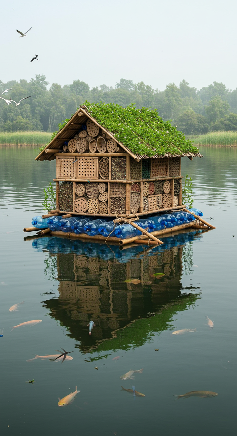 Schwimmendes Insektenhotel See