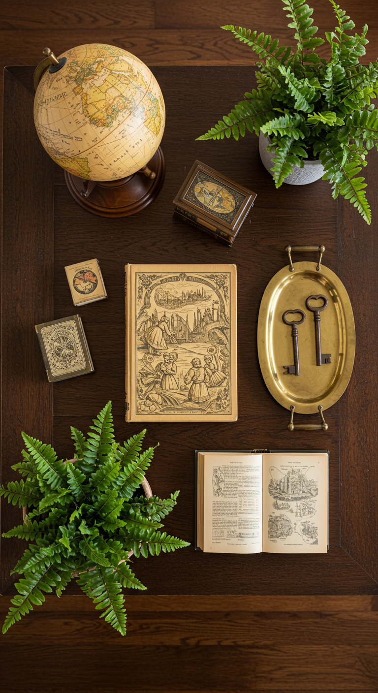 Stapel alter Bücher auf einem Holztisch, genutzt als Basis für eine Lampe.
