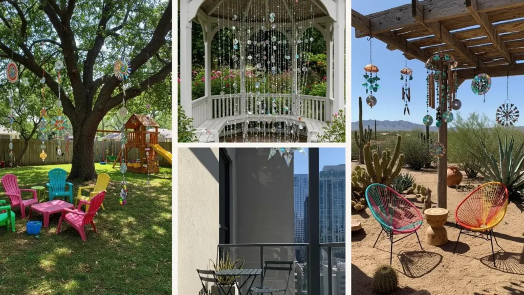 Wunderschöne Wind-Kaleidoskope aus CD-Scherben und Perlenketten schmücken Gärten und Terrassen, fangen das Licht ein.