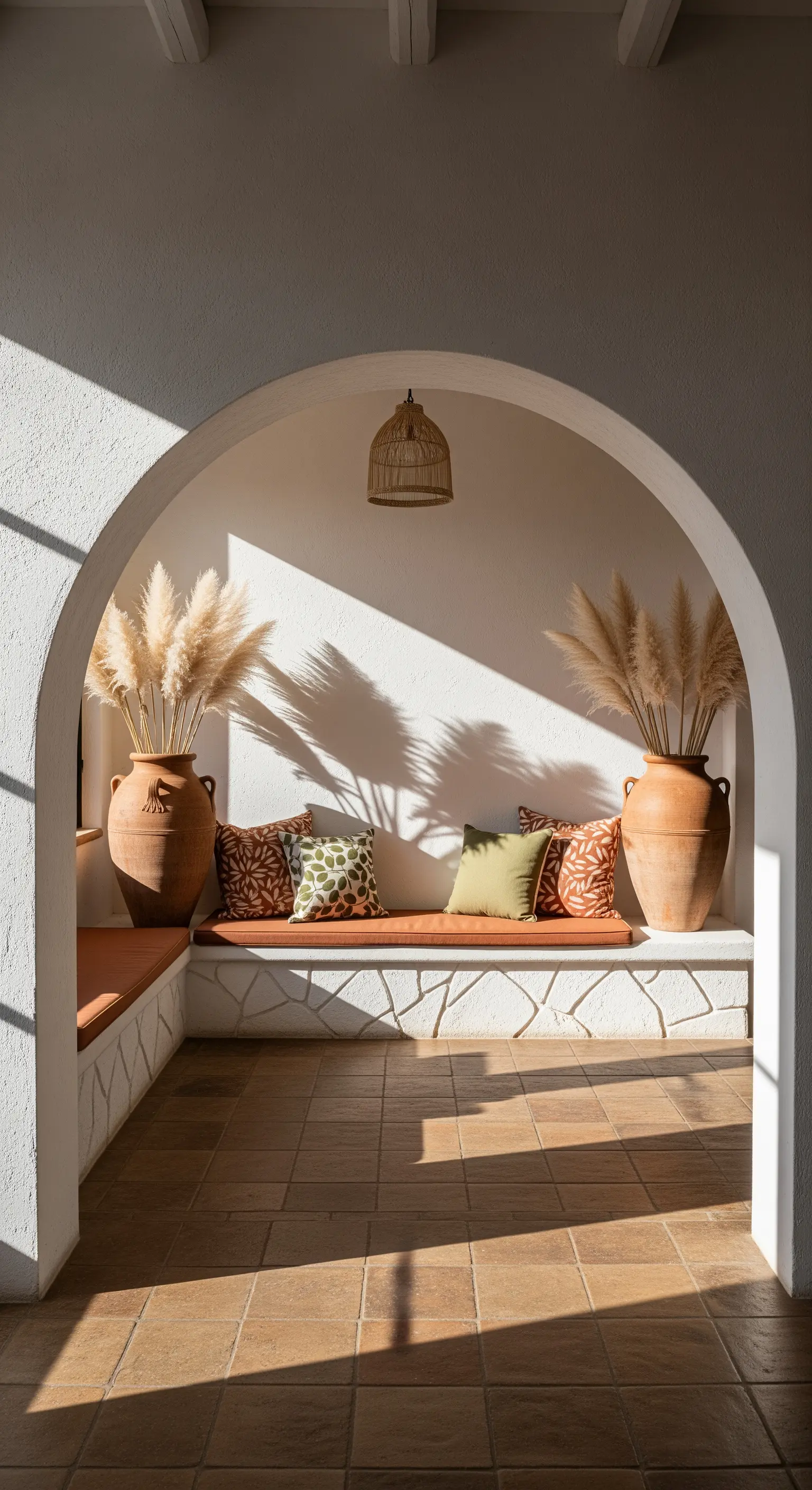 Sitznische im Bogen mit Tonkrügen