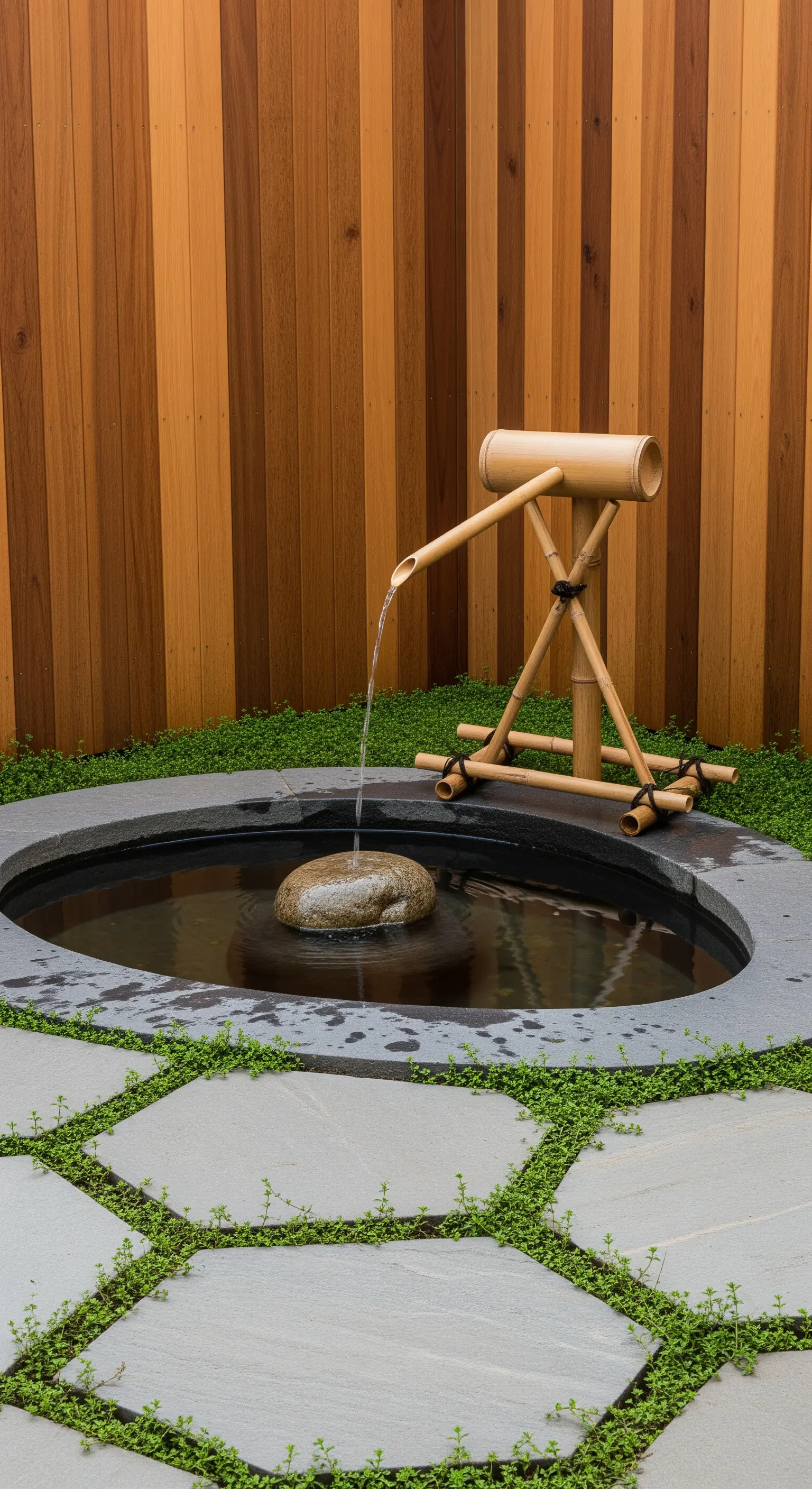 Bambus Wasserlauf im Japandi Stil