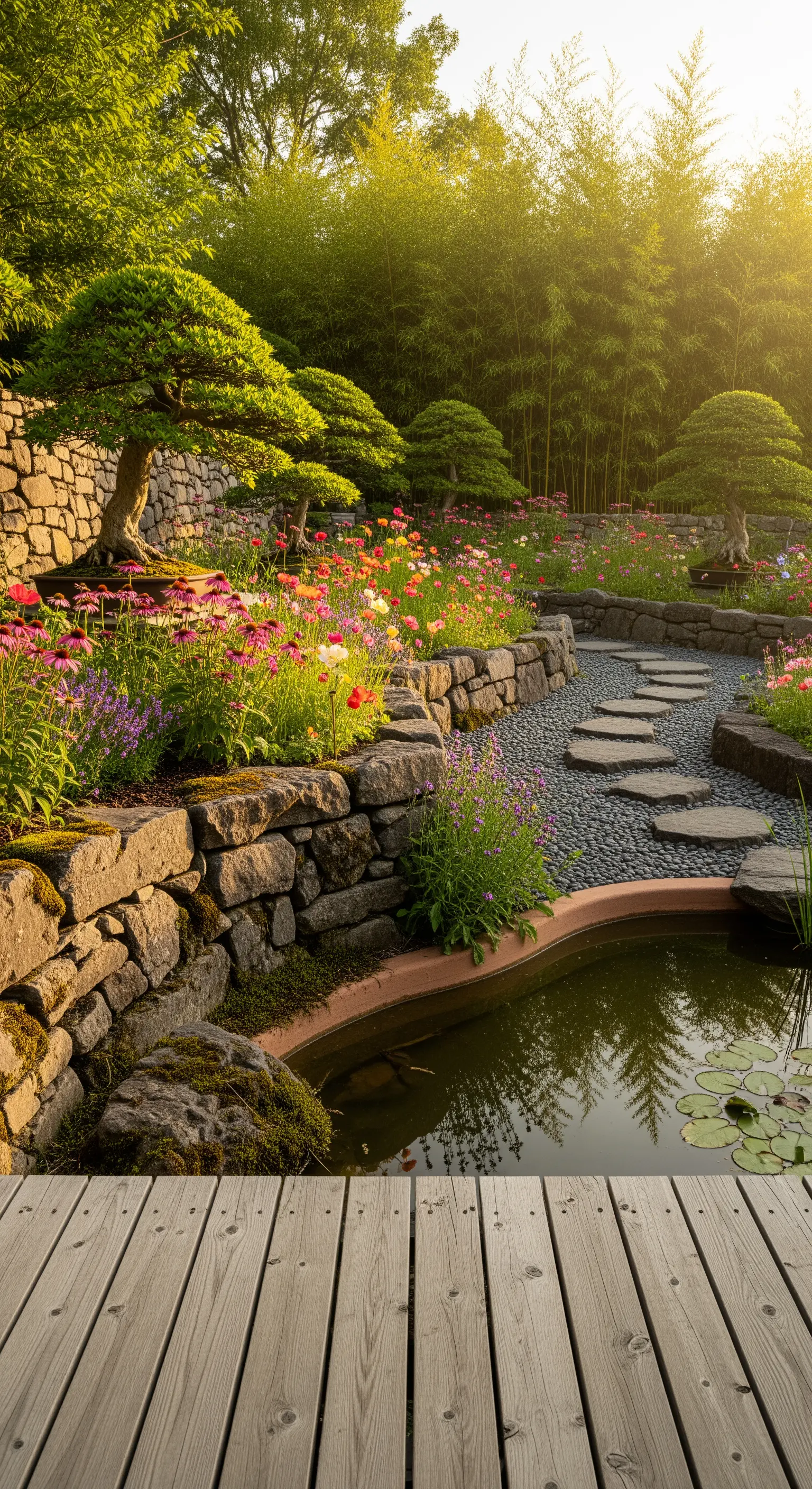 Großer Gartenbonsai im Japandi Stil