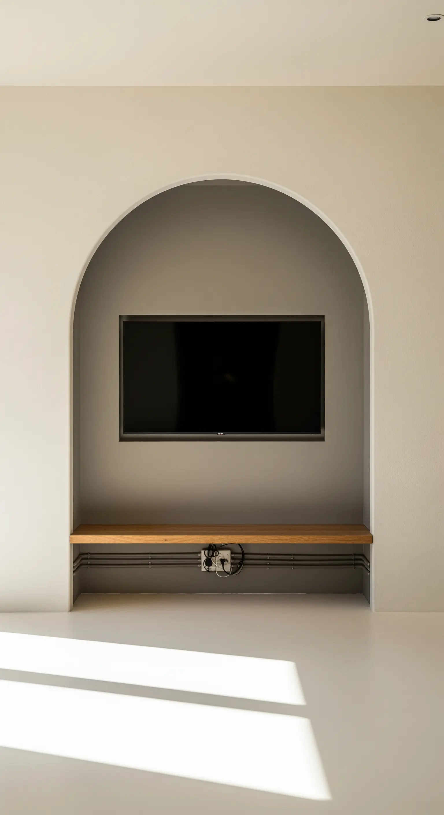 TV in einer grauen Bogennische