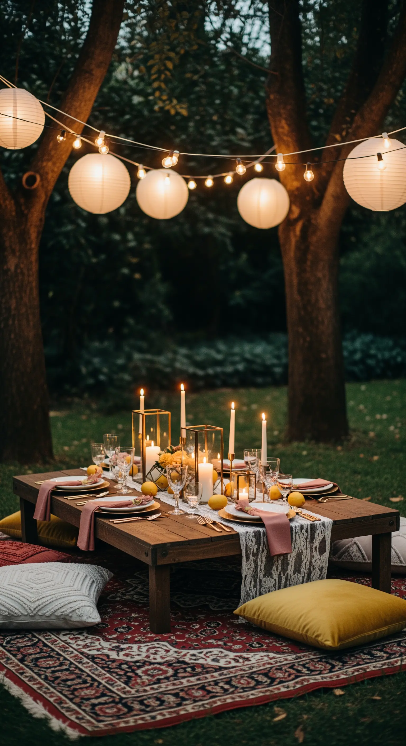 Serviette mit Spitze, Zimtstange und getrockneter Zitrone