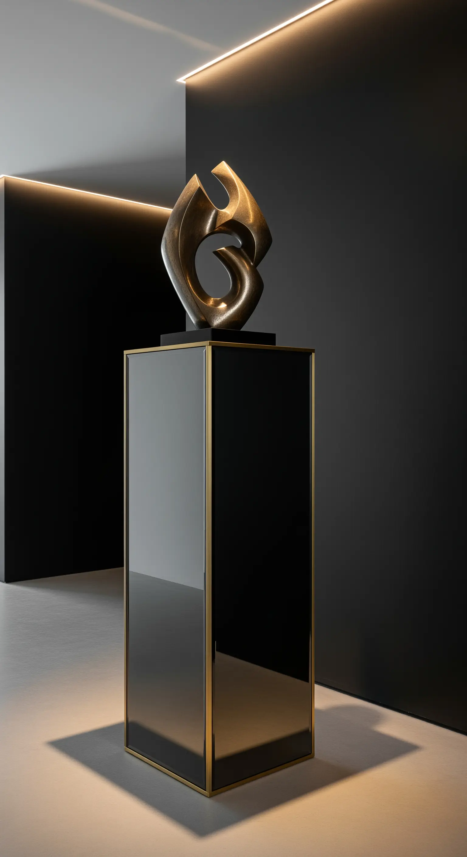 Goldene Skulptur auf verspiegelter Säule