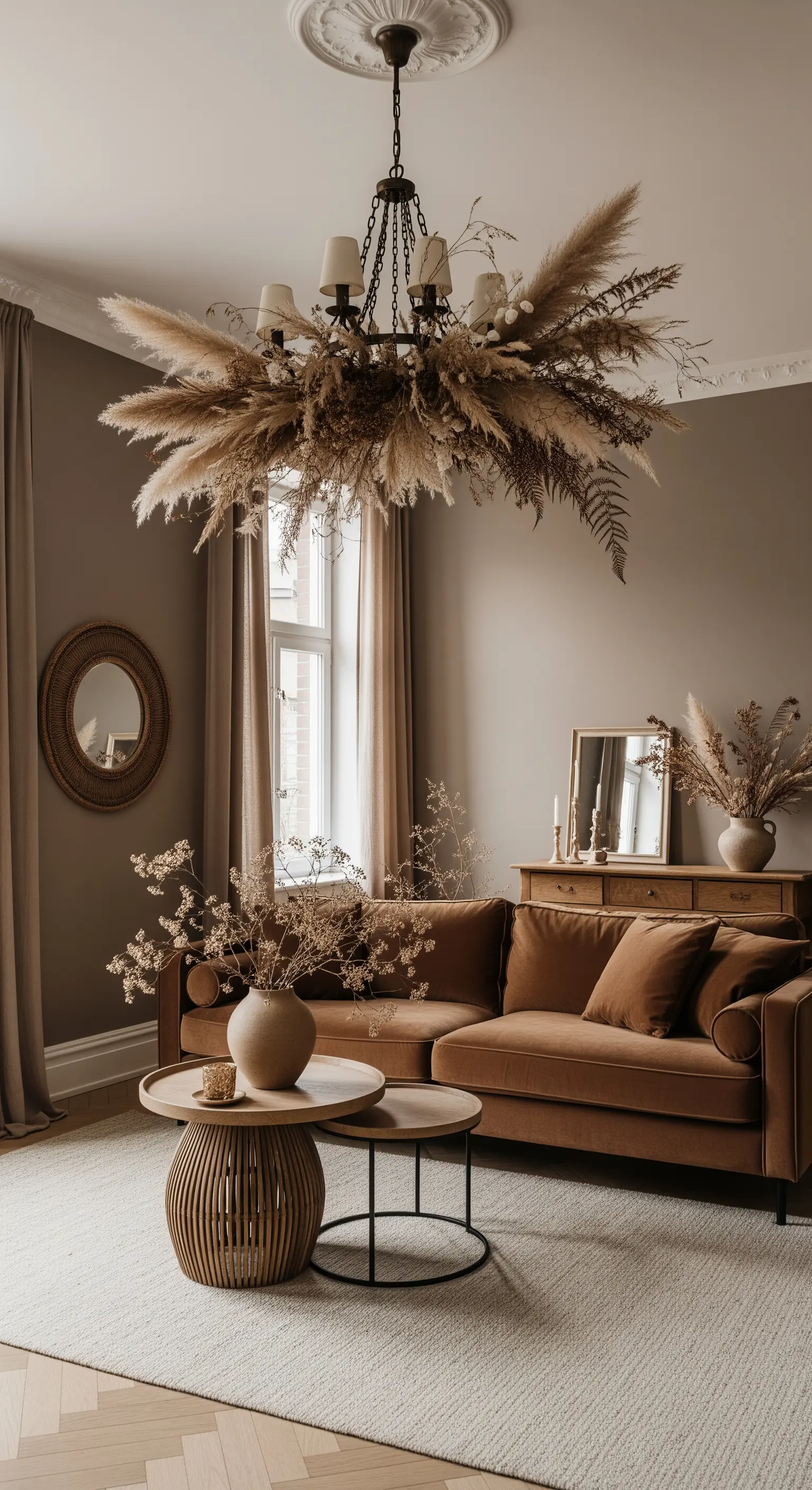 Deckeninstallation aus Trockenblumen