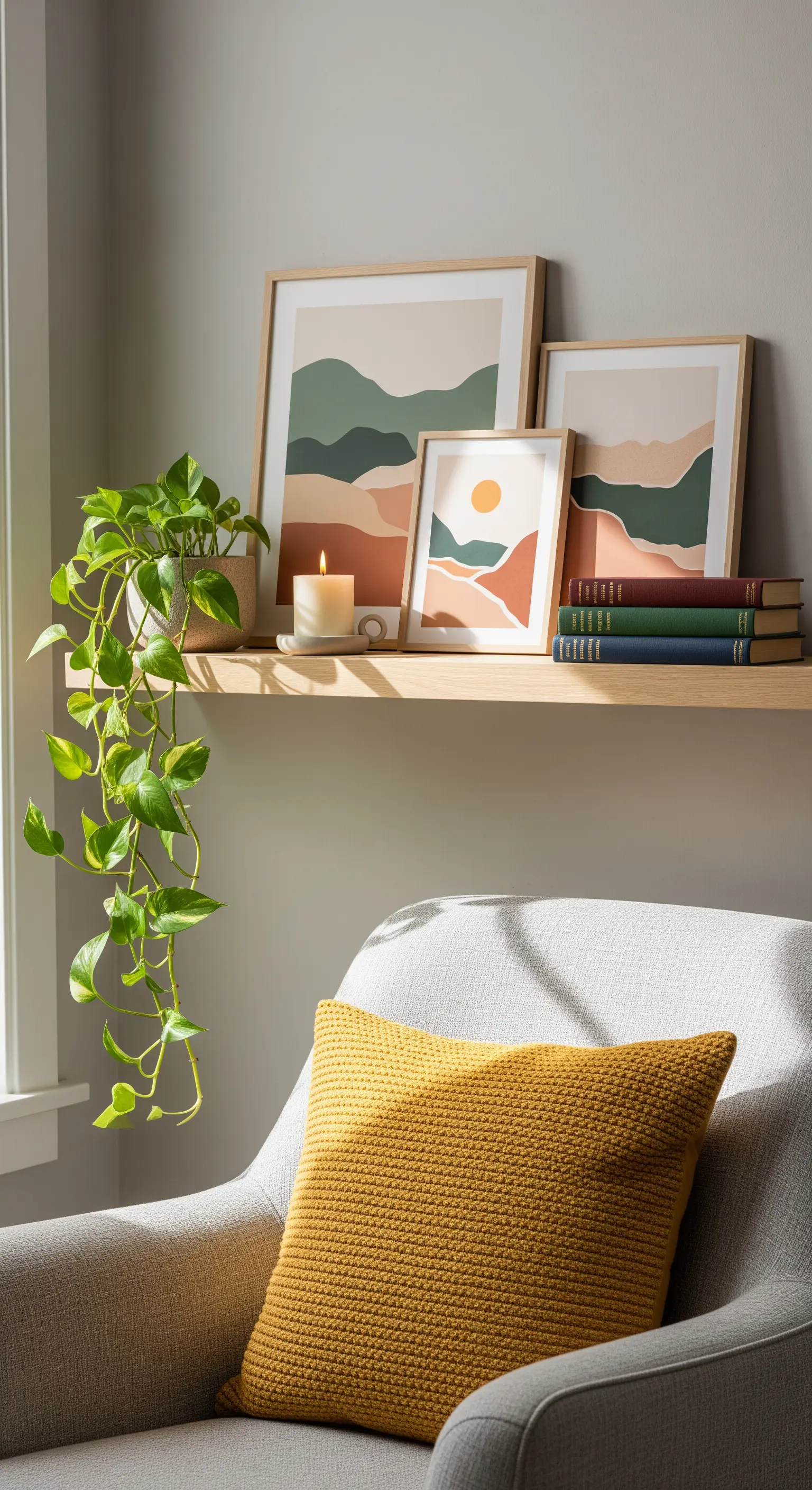 Holz-Bilderleiste mit Rahmen und Pflanzen