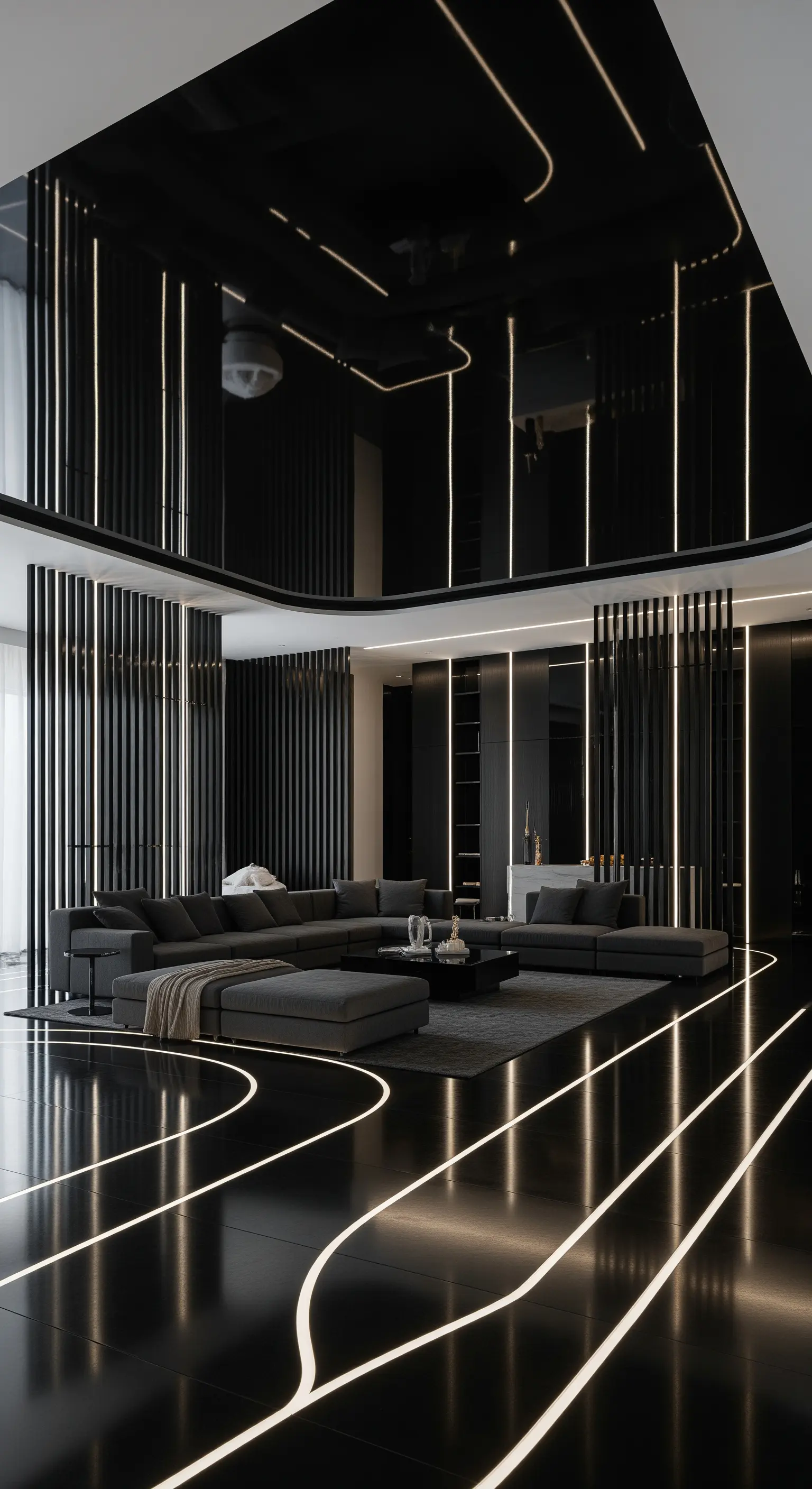Futuristischer Eingangsbereich mit Lichtlinien