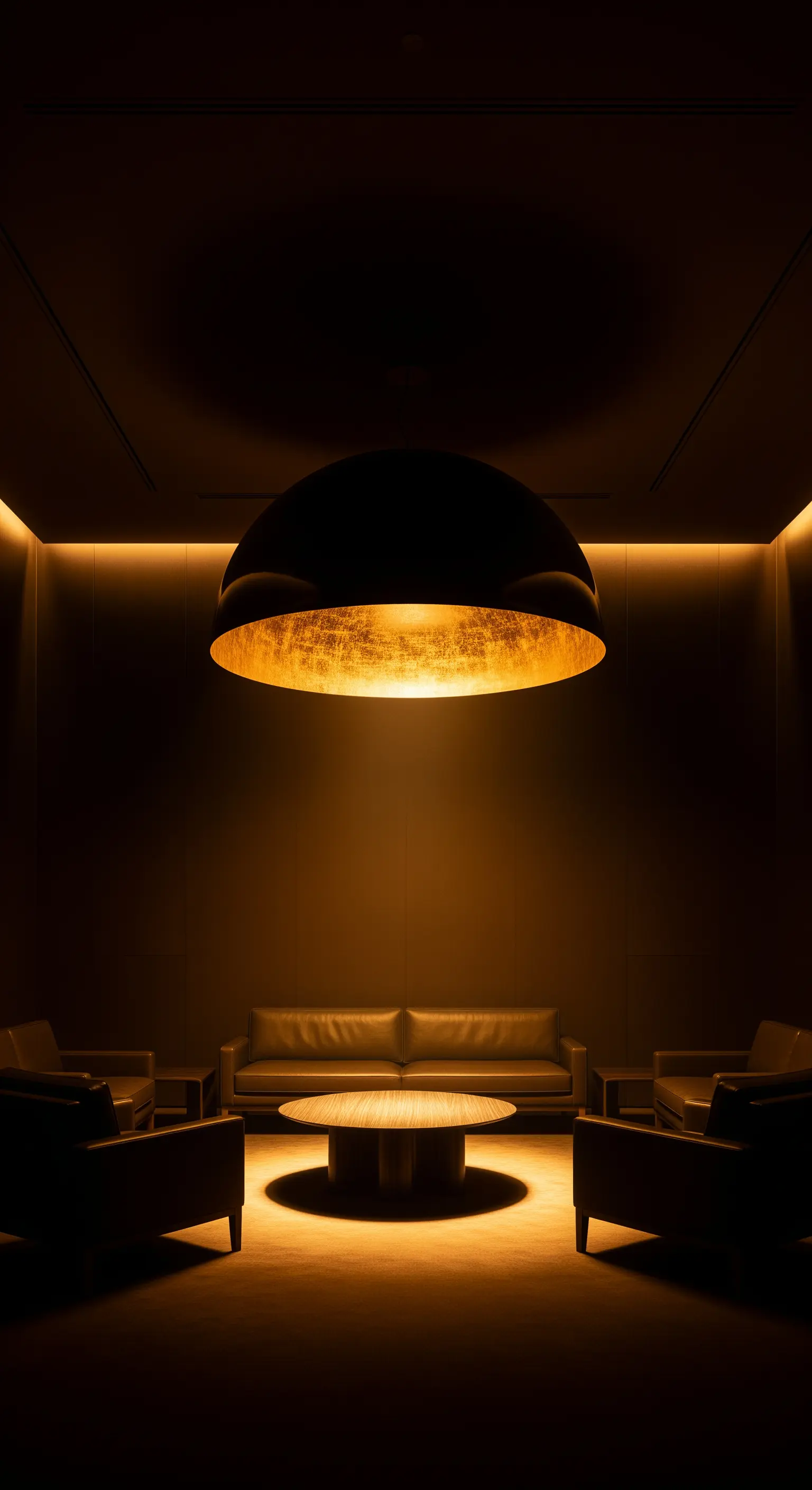 Große Kuppelleuchte mit goldener Innenseite