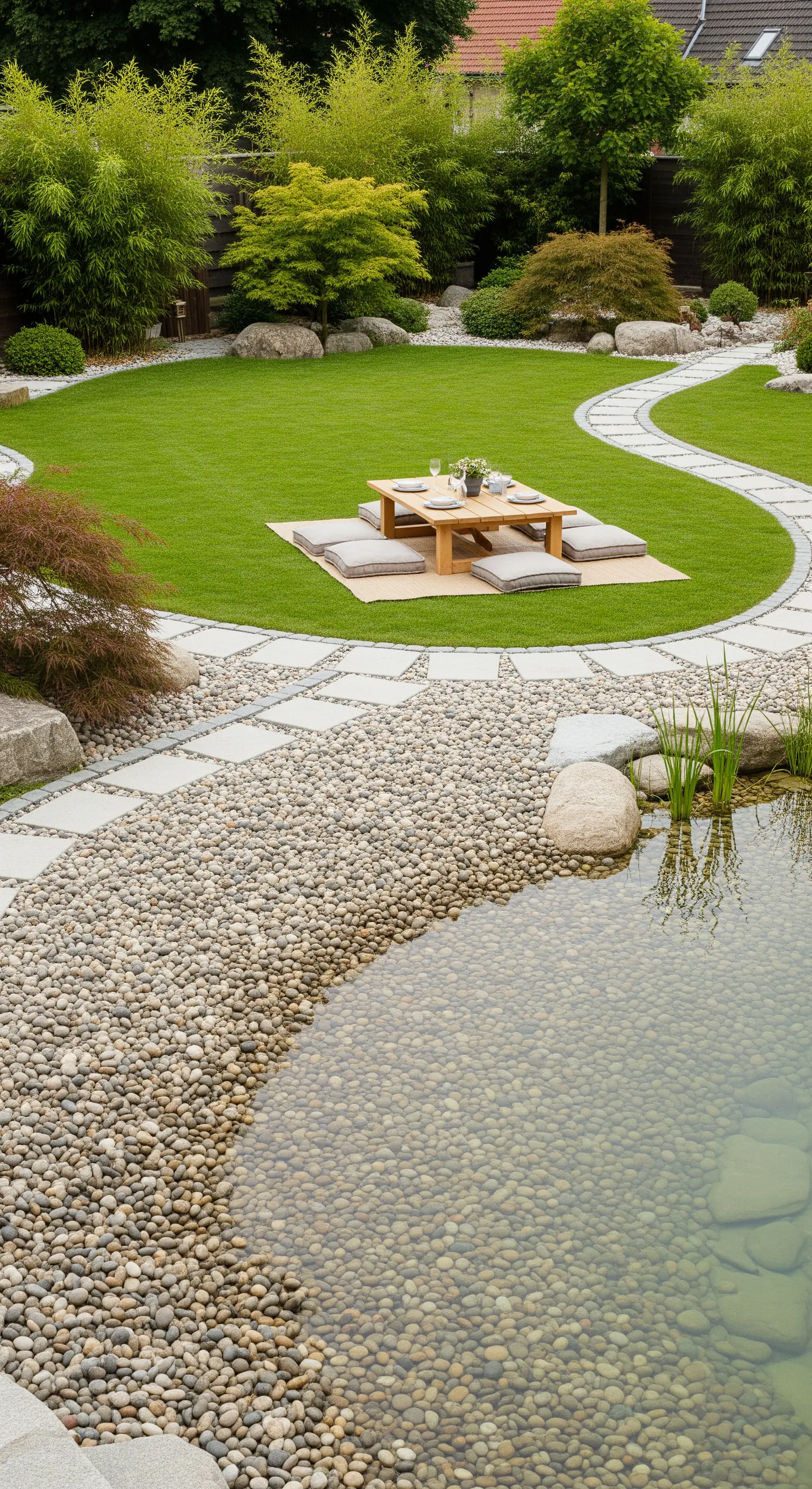 Bodennahes Dining im Garten