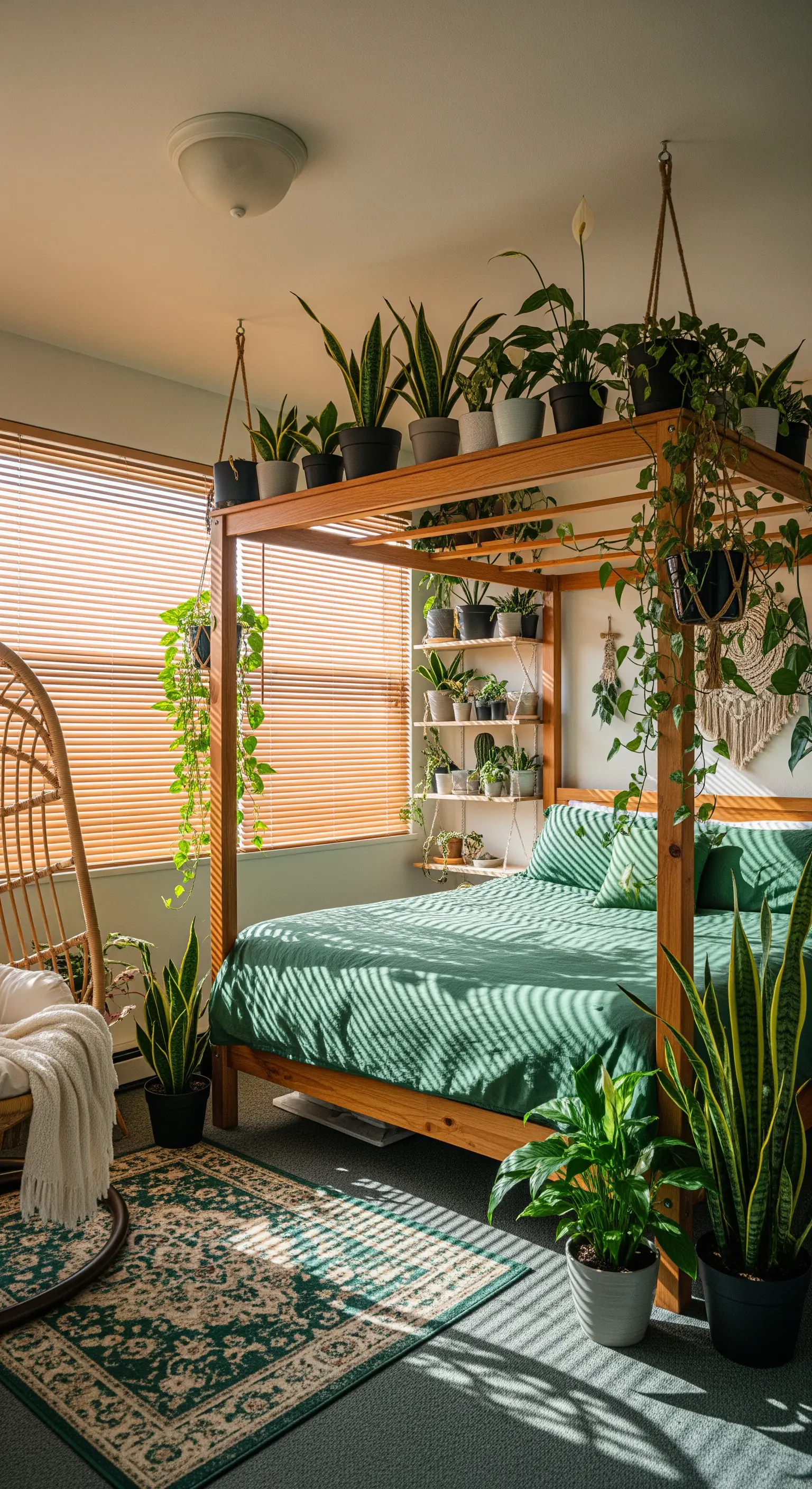 Himmelbett komplett mit Hängepflanzen bewachsen