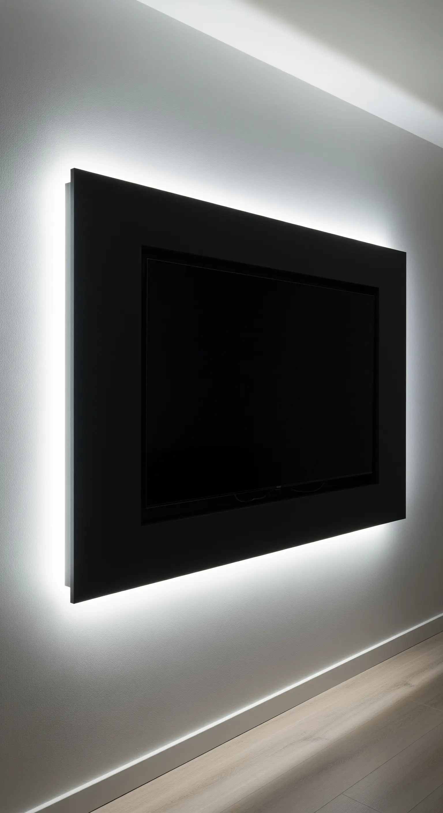 Schwarzes Wandpaneel auf weißem Grund