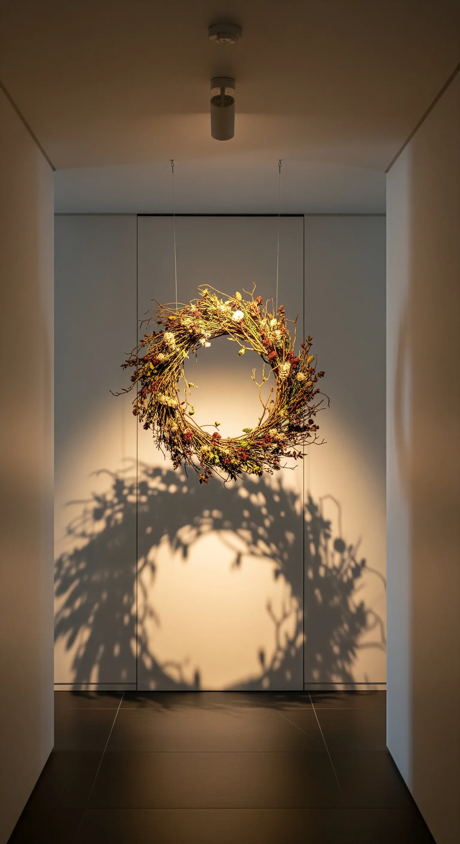 Wilder Zweigkranz mit dramatischem Schattenwurf