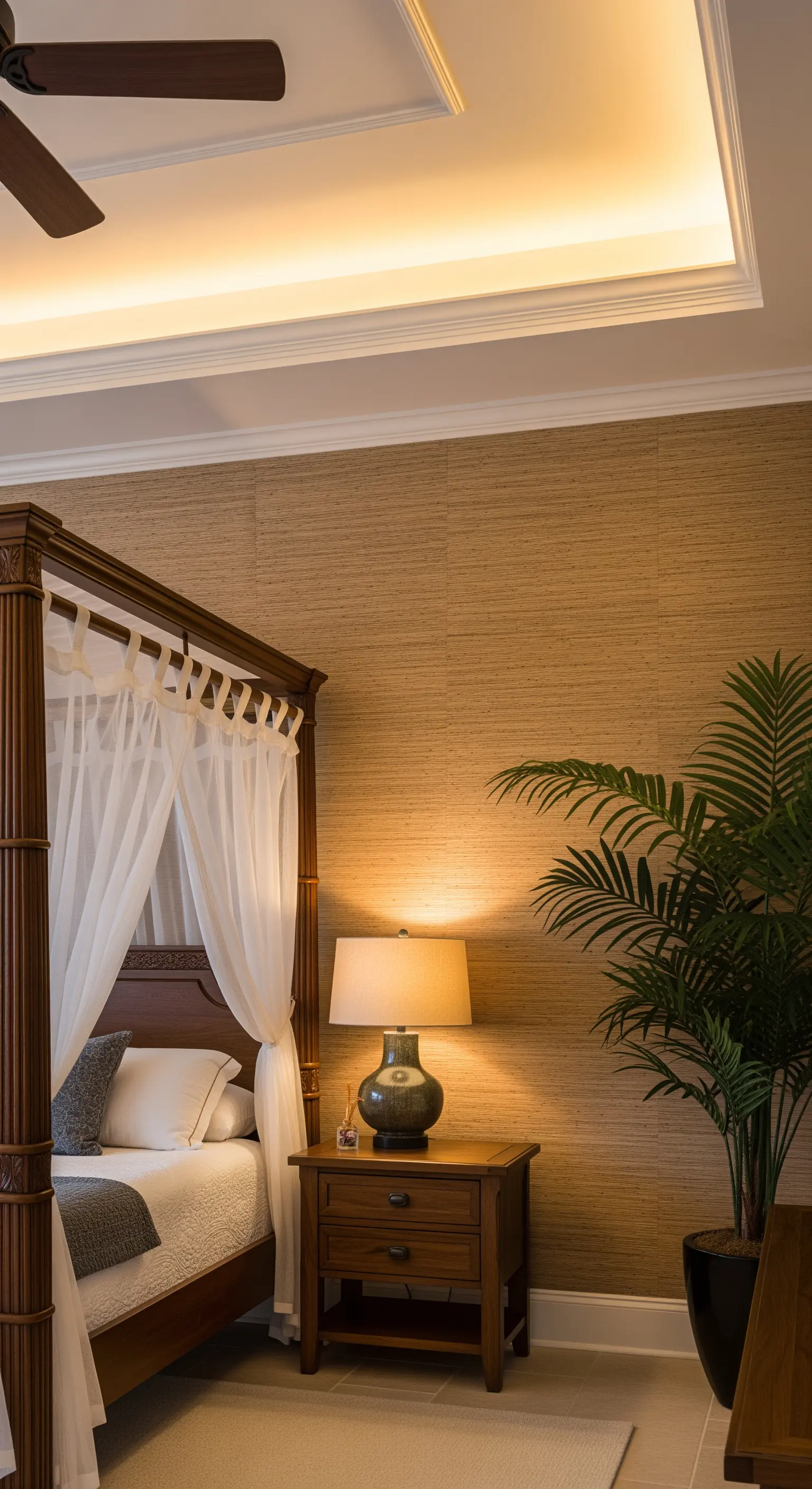 Kolonialstil Schlafzimmer Himmelbett Licht