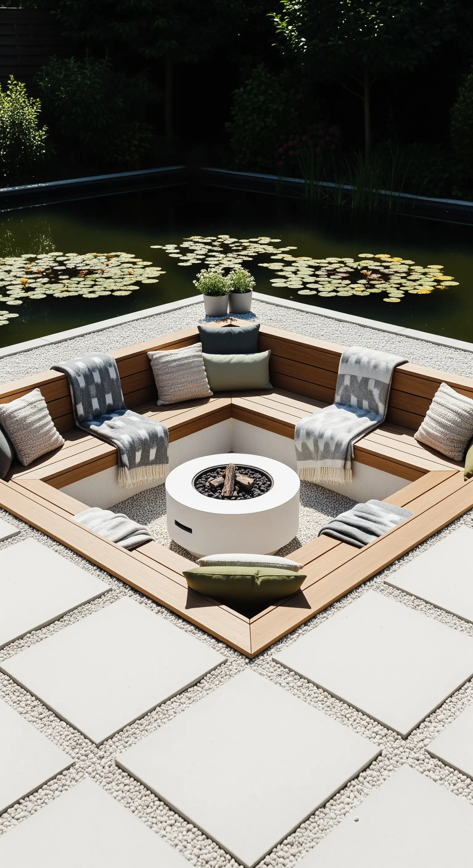 Versunkene Lounge im Japandi Garten