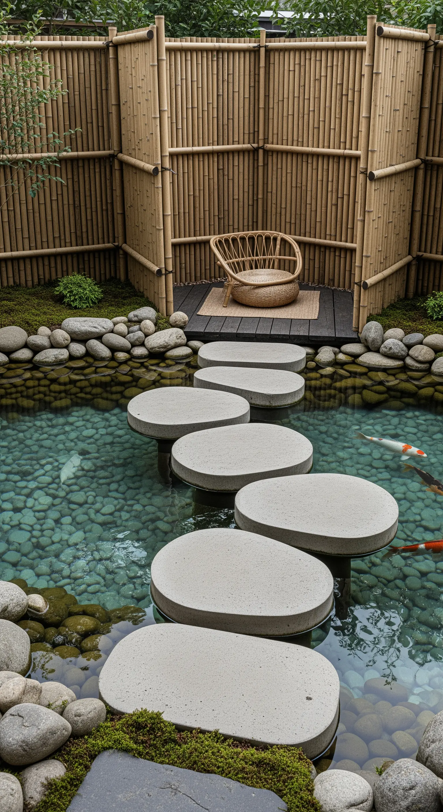 Bambus Sichtschutzwand im Japandi Garten