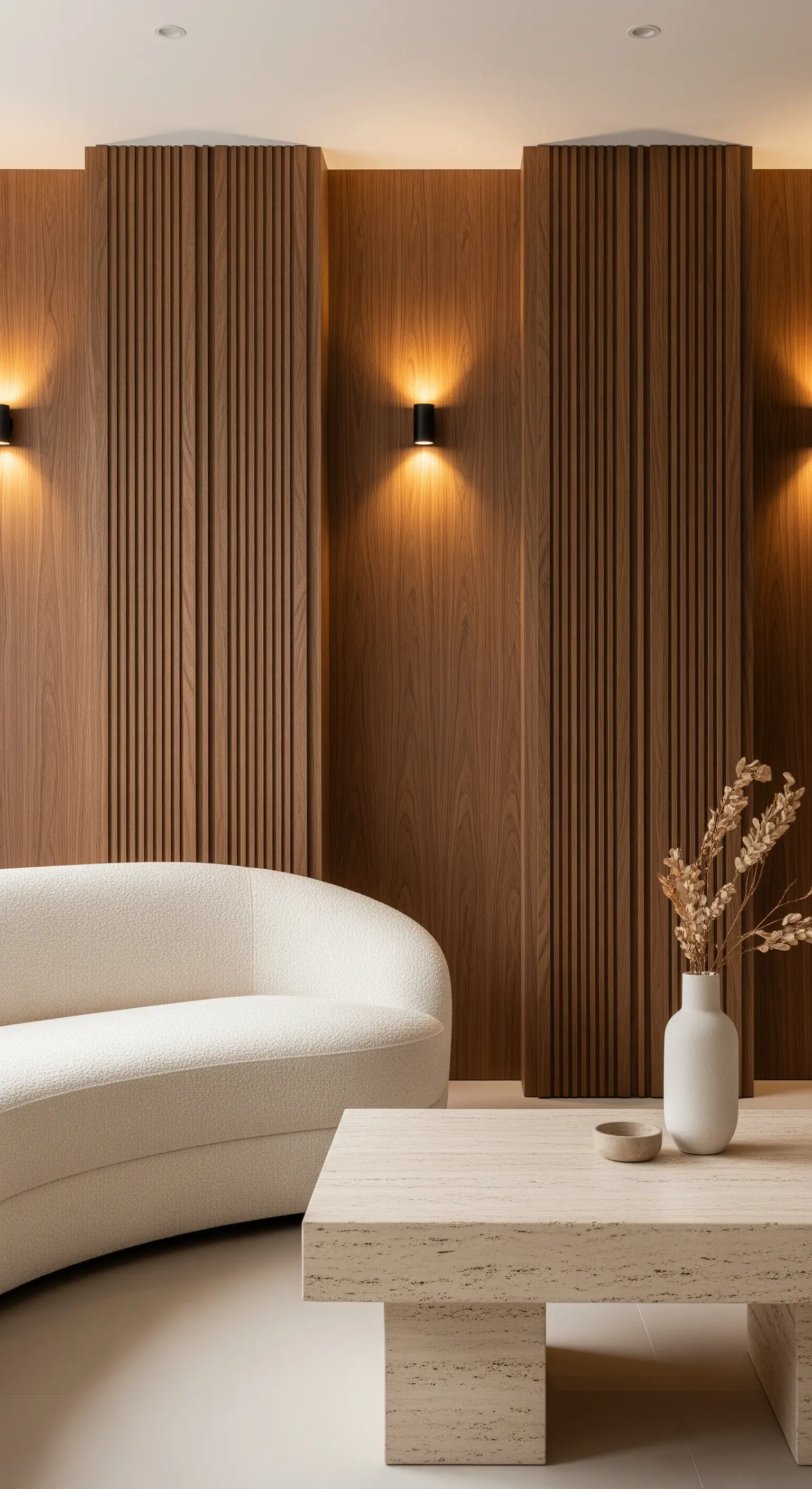 Wandpaneele aus Holz mit integrierter Beleuchtung