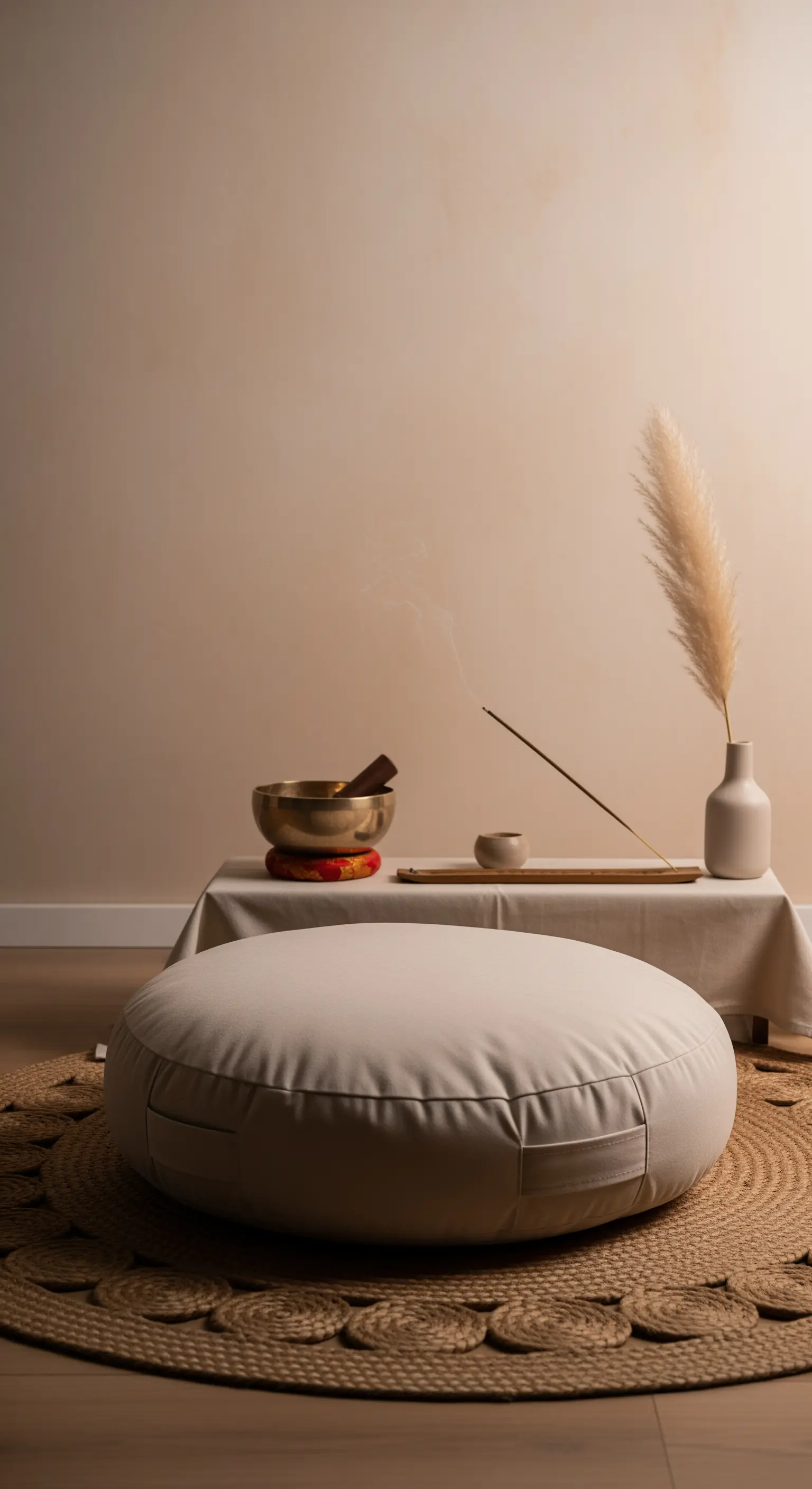 Meditationsplatz mit Bodenkissen