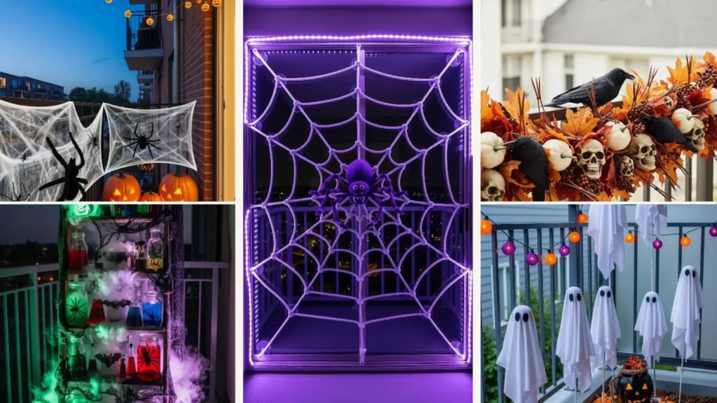 Gruselige Halloween Balkon Deko: Spinnennetze, leuchtende Kürbisse & Geister für Mieter einfach ohne Bohren.