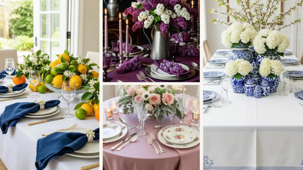 Traumhafte Frühlings-Tischdeko-Ideen mit frischen Blumenarrangements, die jedes Esszimmer aufhellen.