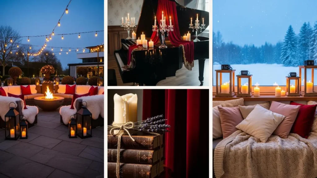Romantische Kerzenlicht-Deko für Valentinstag: gemütliche Szenen mit warmem Licht & vielfältigen Kerzen-Arrangements.