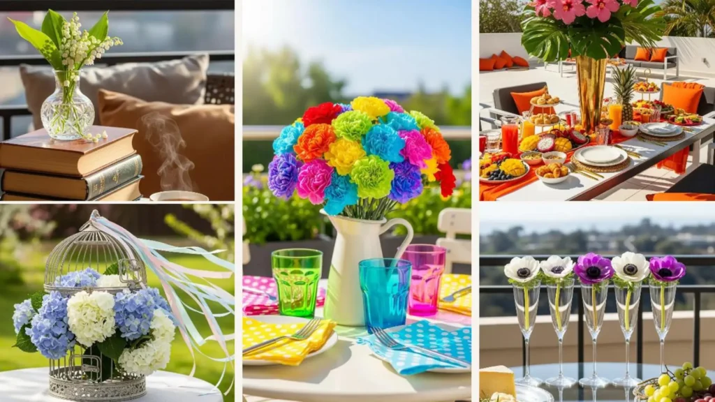 Bunte Blumen-Centerpieces & festliche Brunch-Tische auf Balkon & im Garten. Frühlingshafte Deko-Inspirationen.
