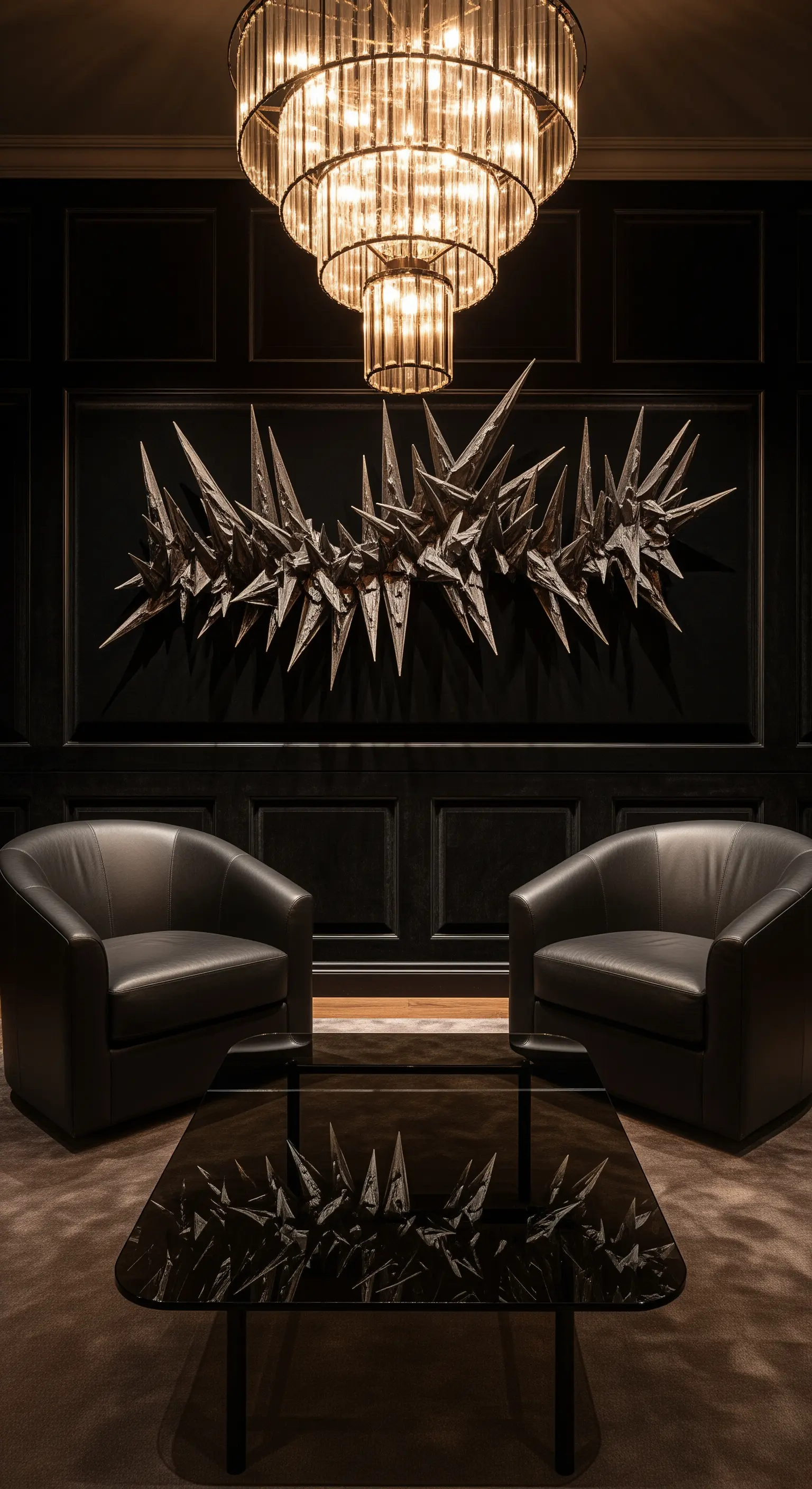 Abstraktes farbenfrohes Gemälde in modernem Wohnraum