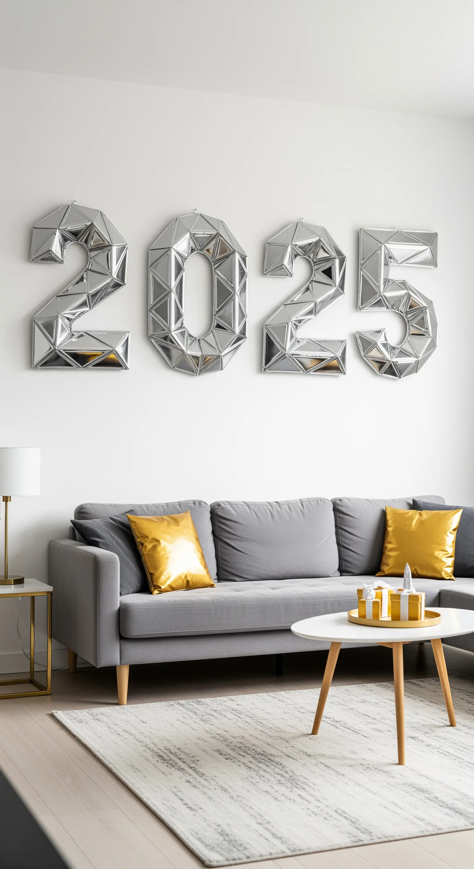 Große, silberne Jahreszahl 