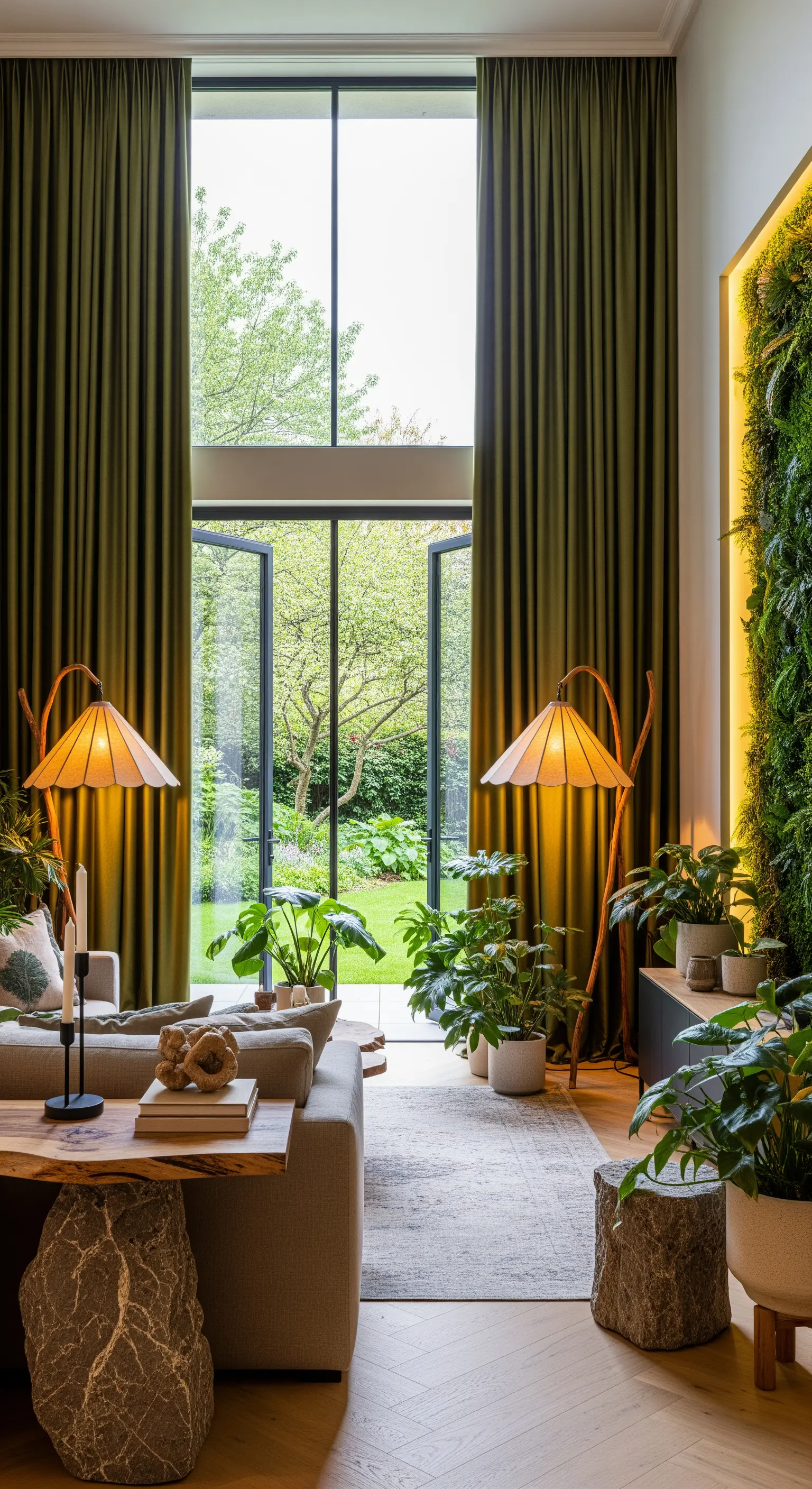 Wohnzimmer mit einer bepflanzten 