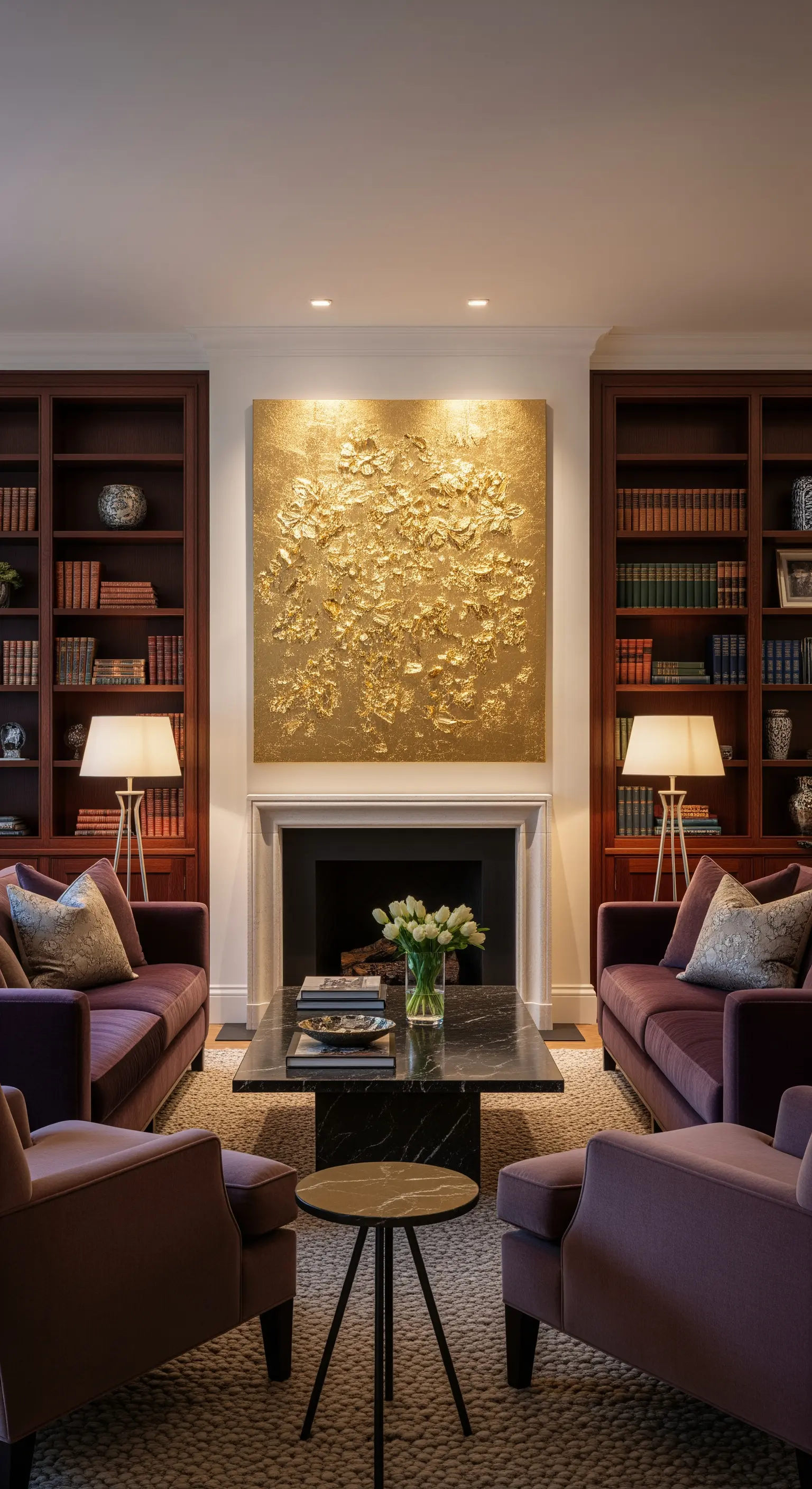 Vierteilige Schwarz-Weiß-Kunstserie in Flur oder Lounge