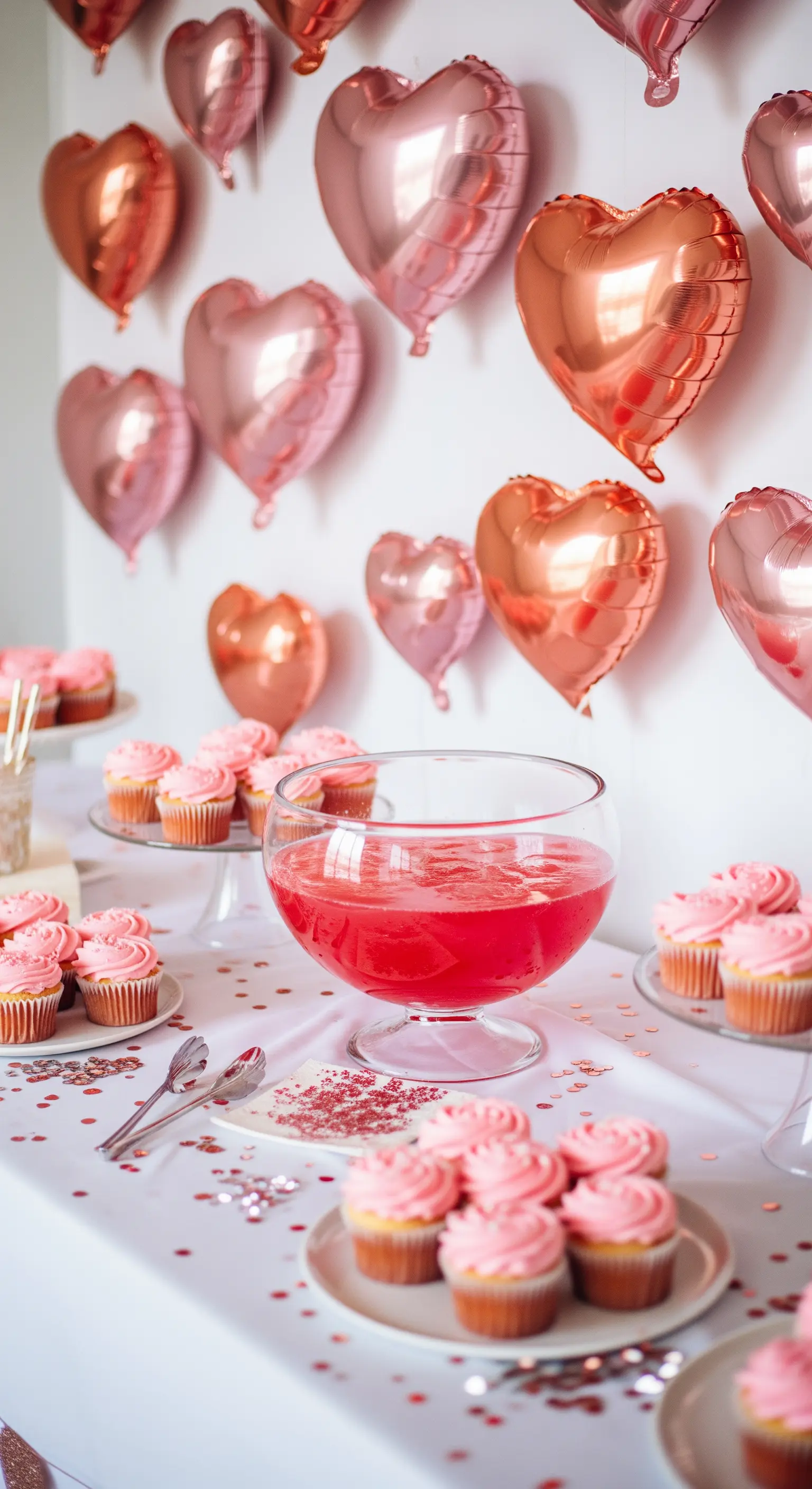 Desserttisch, Herzballons, Cupcakes, festliche Feier