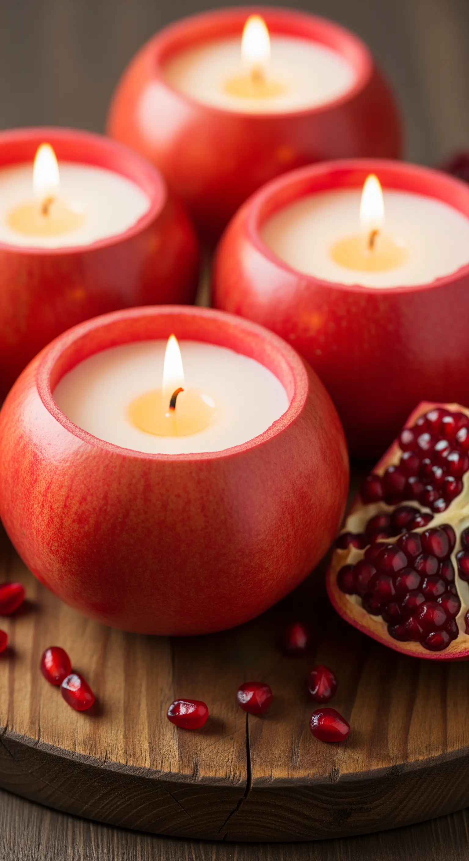Teelichter in ausgehöhlten roten Äpfeln als natürliche und rustikale Kerzenhalter.