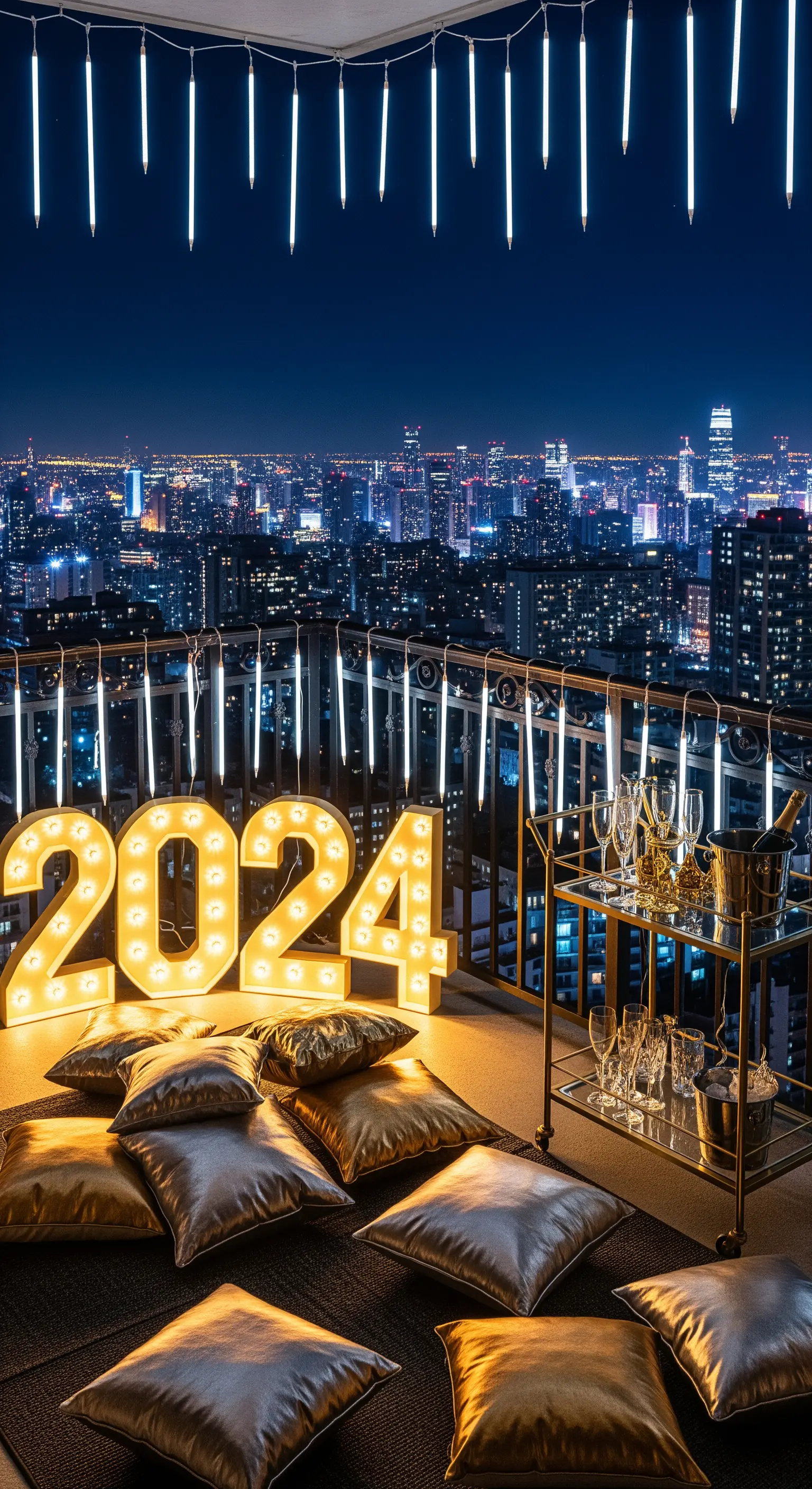 Dachterrasse mit leuchtenden 