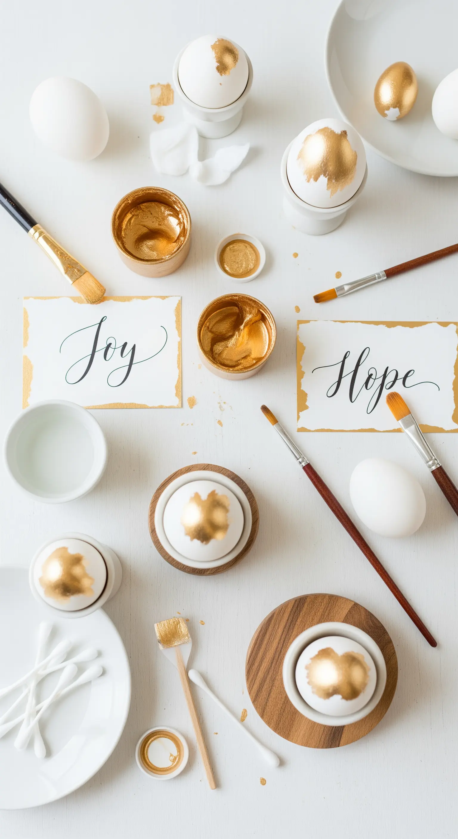 DIY Gold-Ostereier mit Pinsel und Kalligrafie-Karten