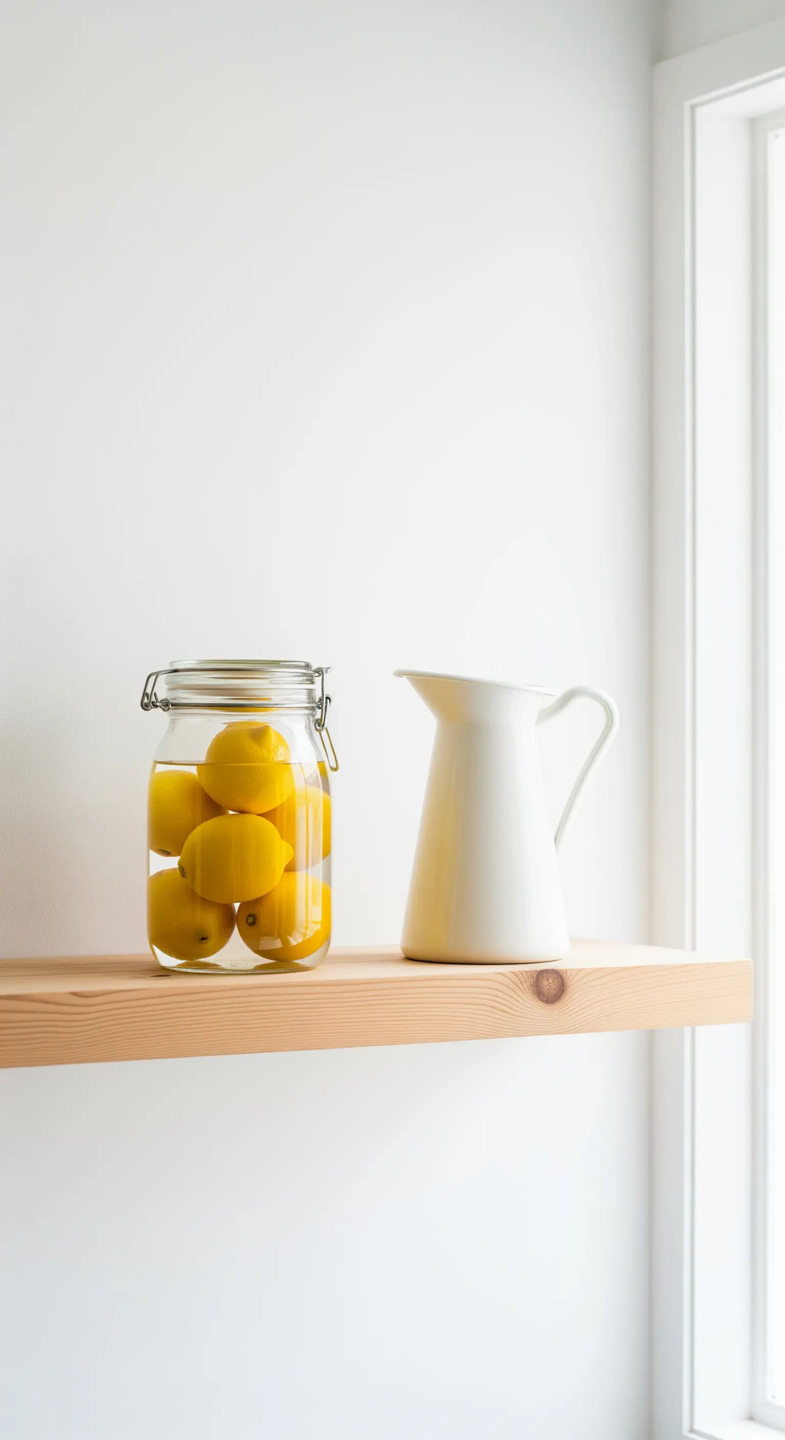 Vorratsglas und Krug mit Zitronen