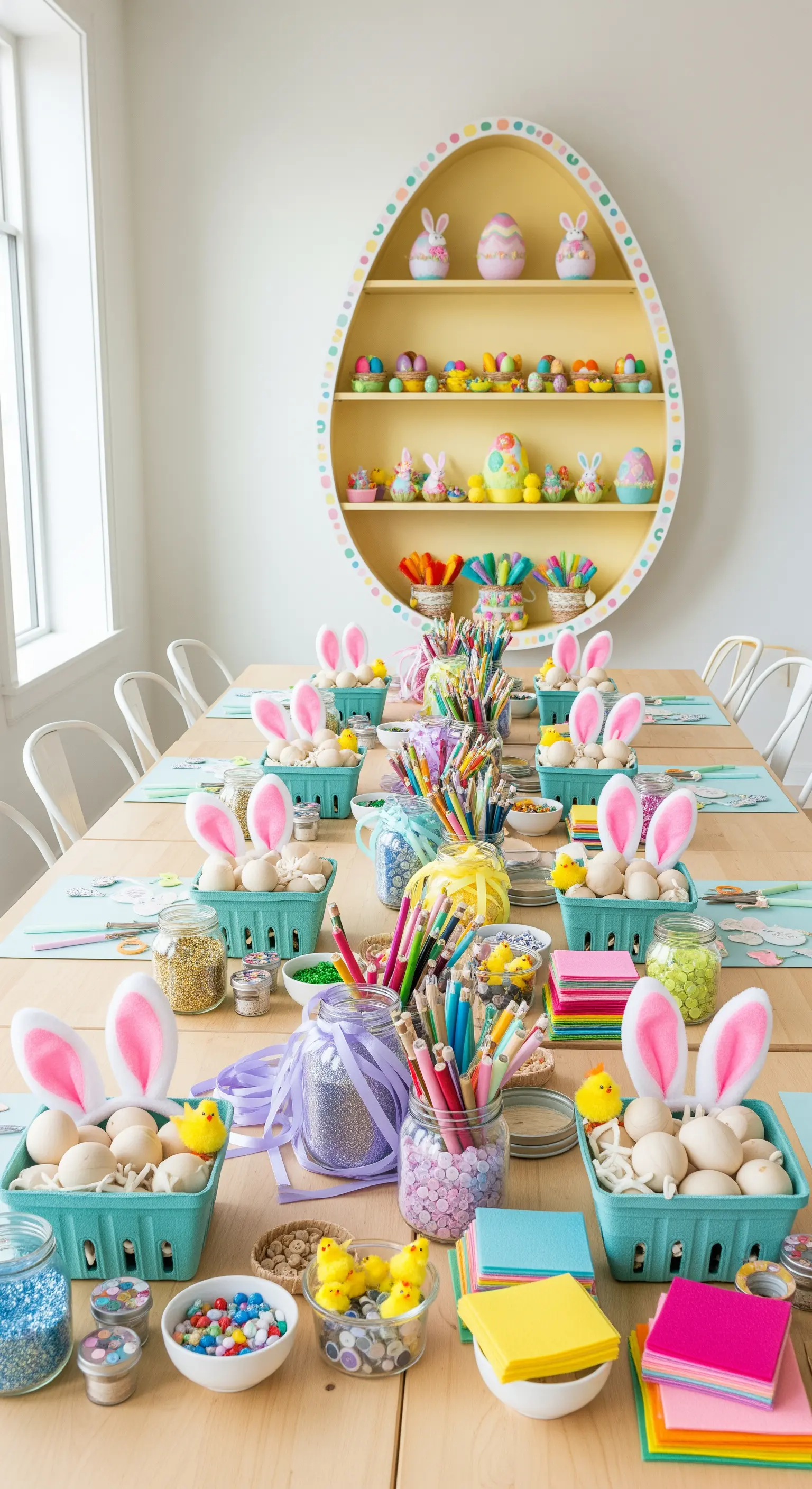 Hasen-Lichtprojektion, Globus-Lampe und Keramik-Hase auf Nachttisch.