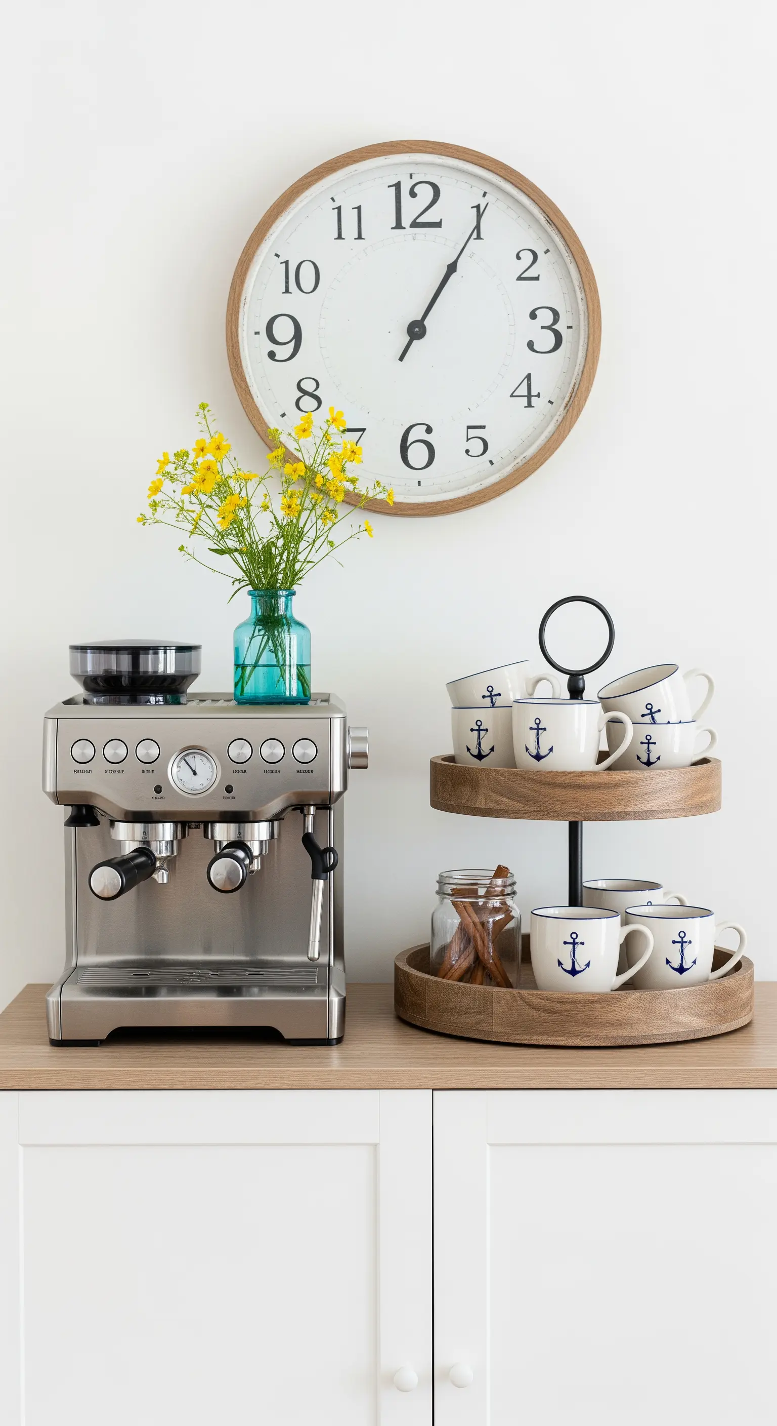 Anker-Tassen, Kaffeebar, gelbe Blumen