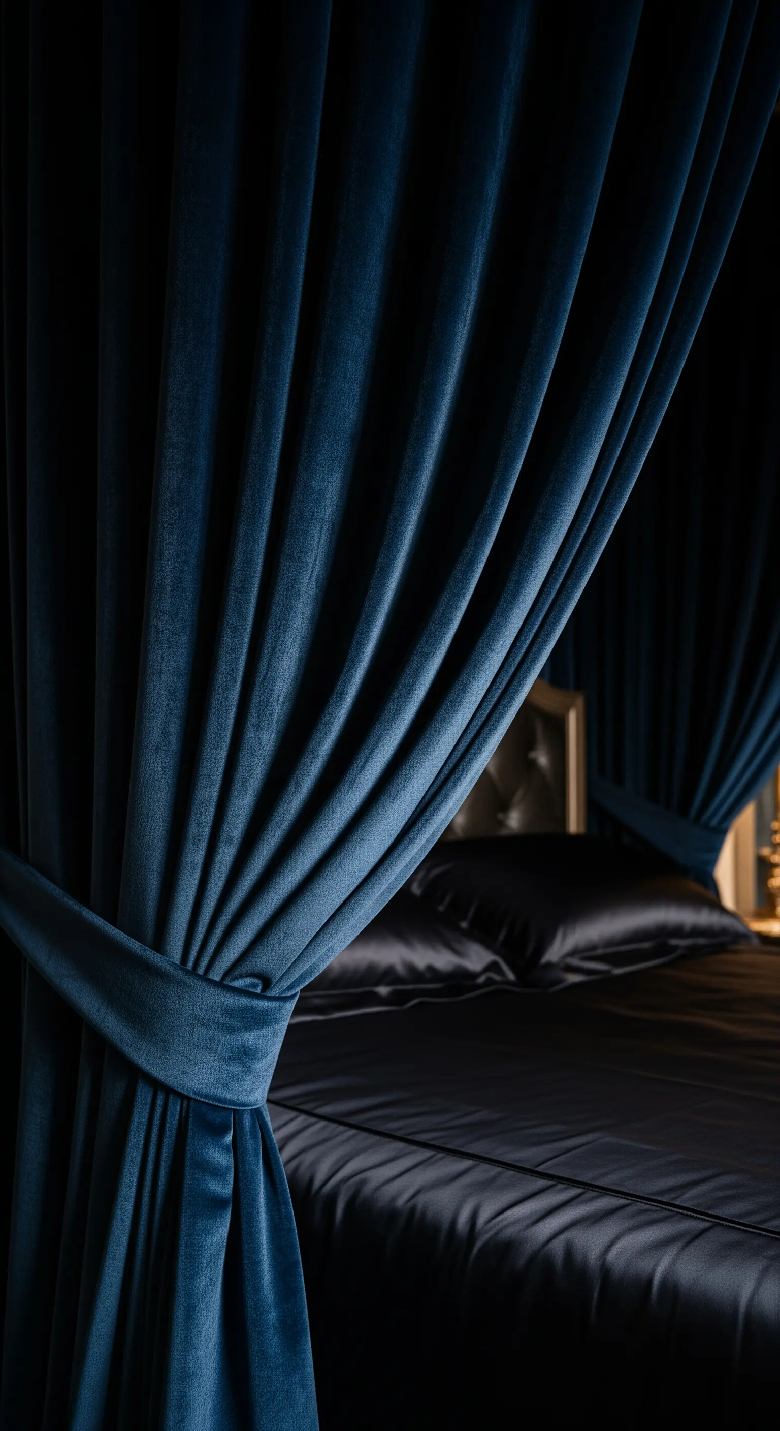 Himmelbett, Samt, Gold, Stadtblick, Lounge-Bereich, luxuriöser Salon