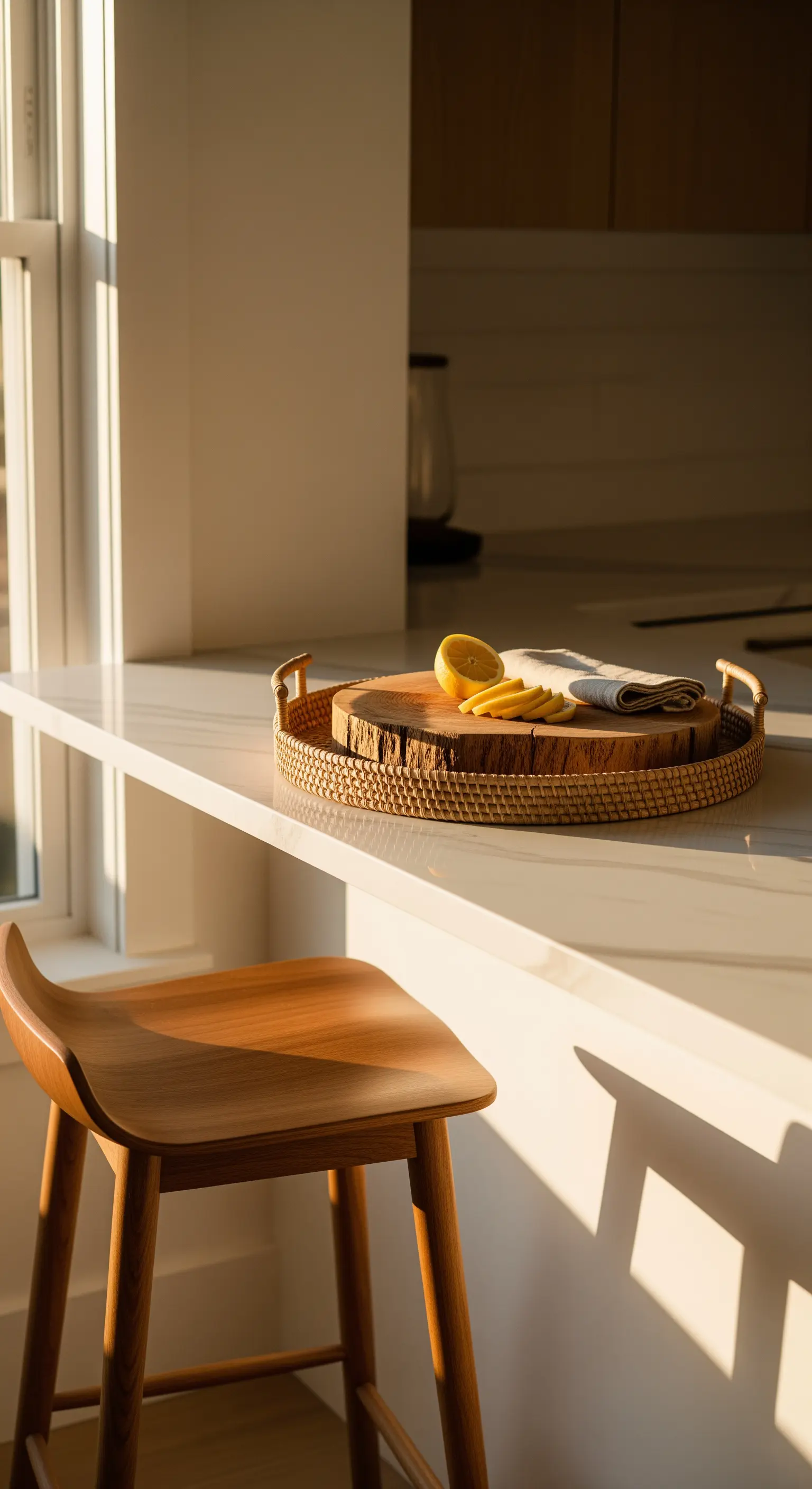 Zitrone auf Rattan-Tablett