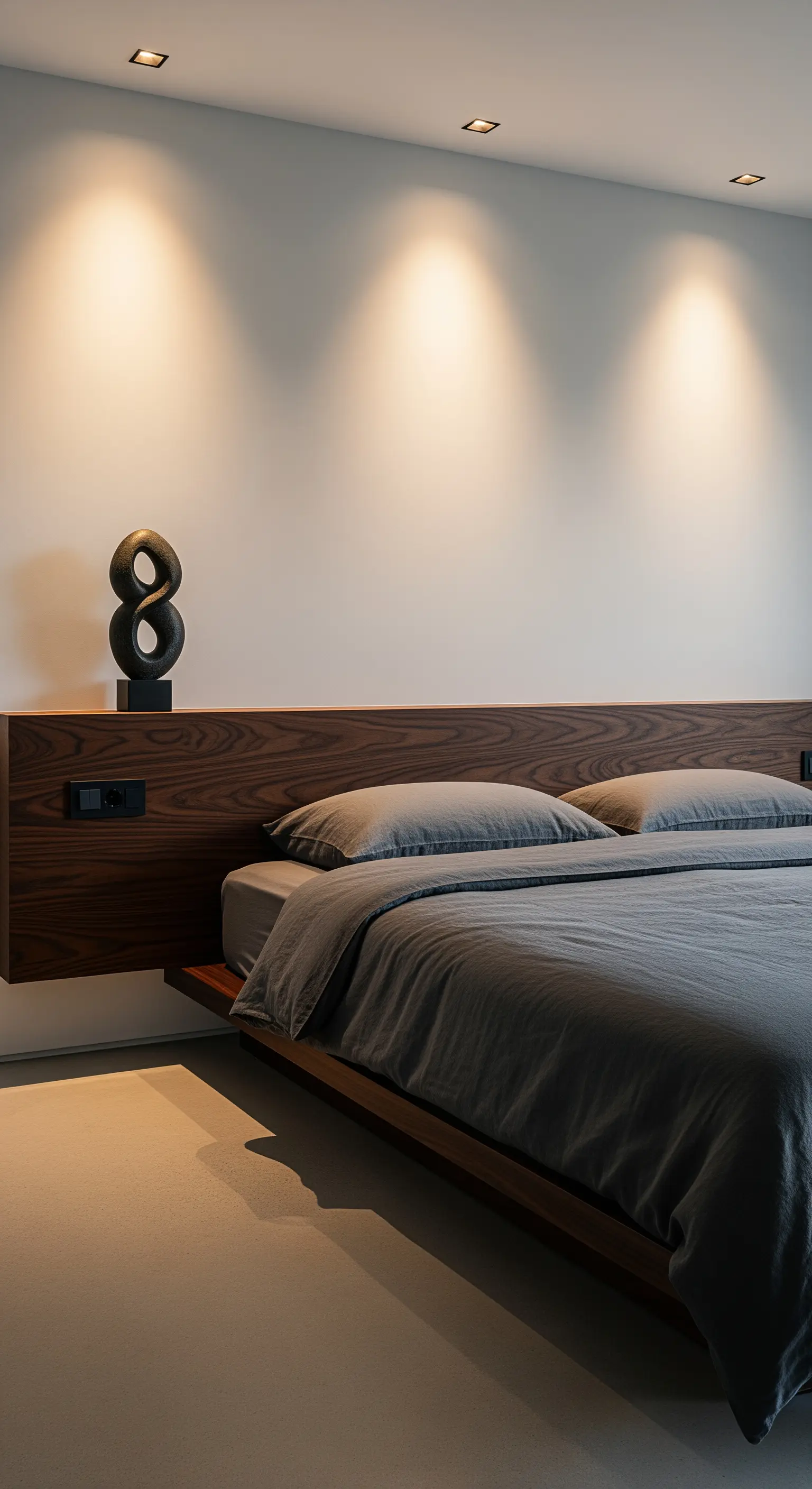 Schwebendes Kopfteil, integriertes Regal, Decken-Spots