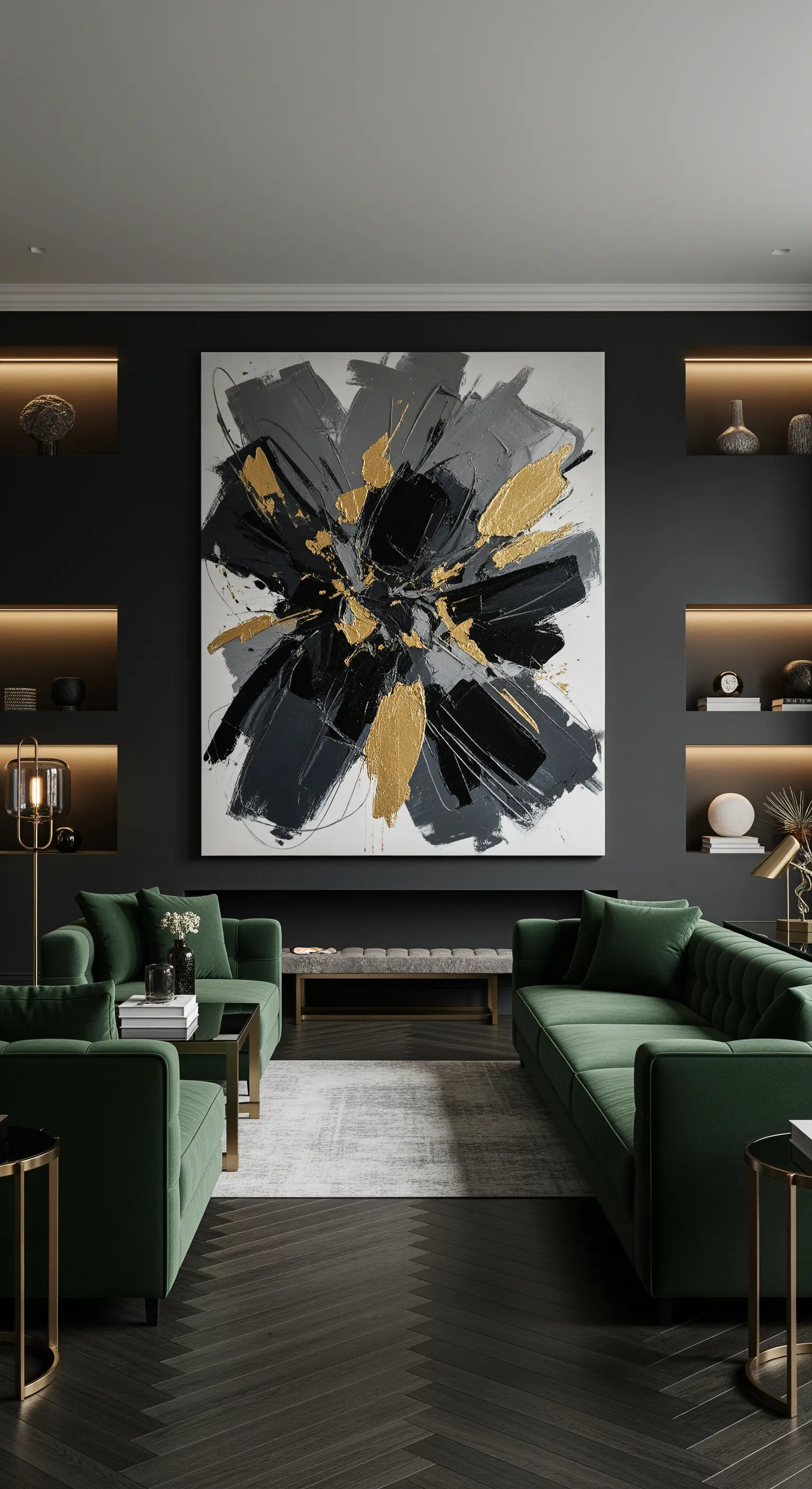 Indirekte LED-Beleuchtung in Wandnischen für Kunstwerke