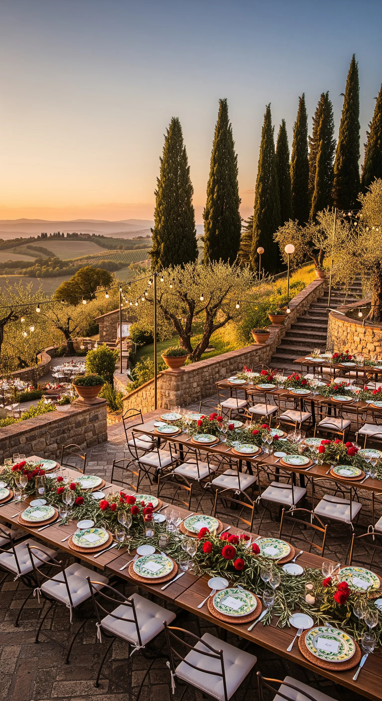 Gedeckte Festtafel in der Abendsonne